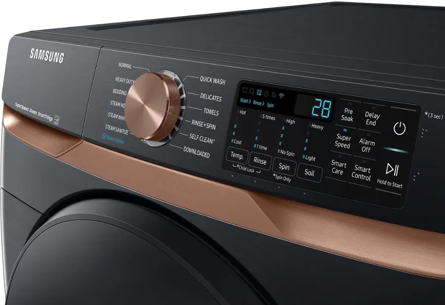 Alt View 13. Samsung - 5.0 Cu. Ft. High-Efficiency Stackable Smart Front Load Washer with Steam and Super Speed Wash - Brushed Black.