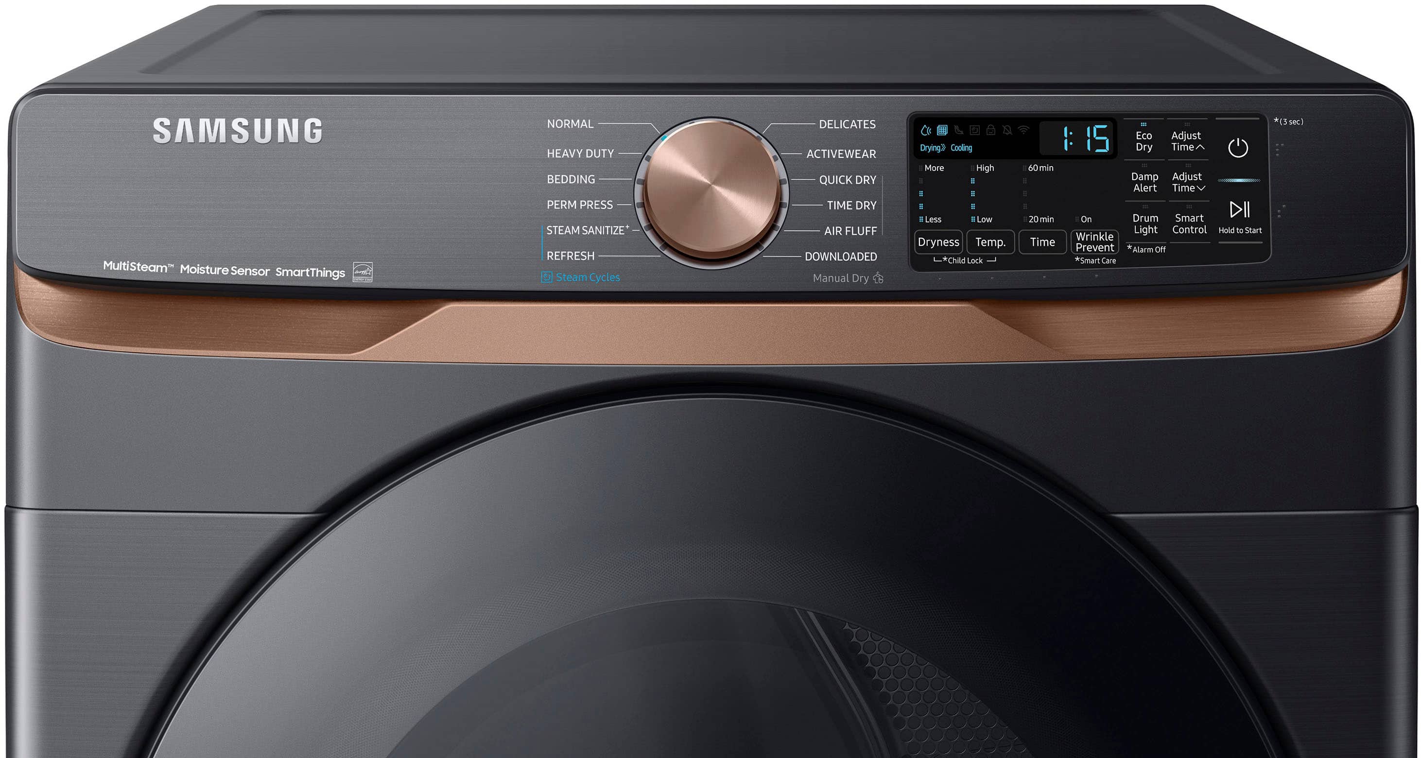 Alt View 11. Samsung - 7.5 Cu. Ft. Stackable Smart Electric Dryer with Steam and Sensor Dry - Brushed Black.