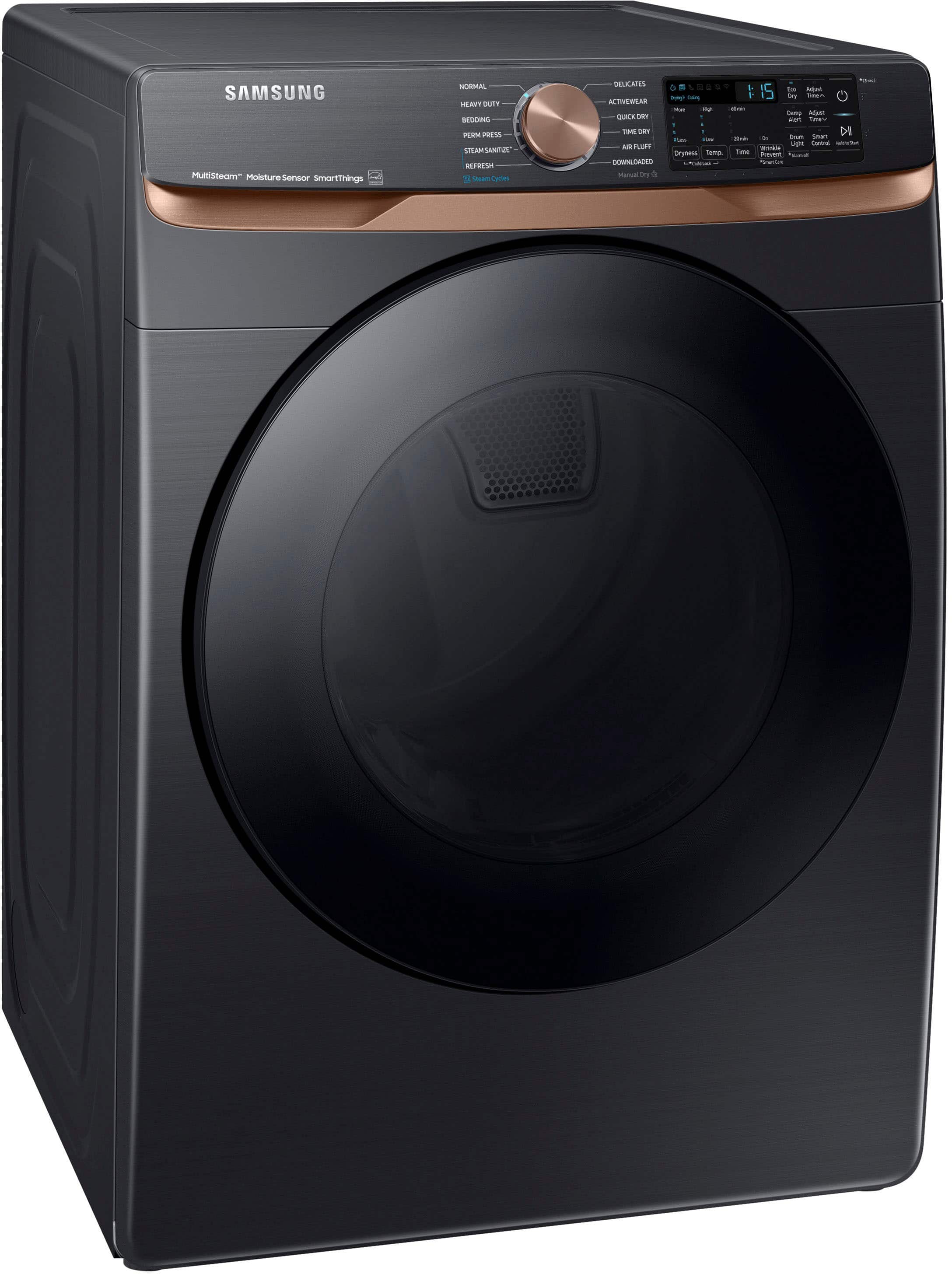 Alt View 12. Samsung - 7.5 Cu. Ft. Stackable Smart Electric Dryer with Steam and Sensor Dry - Brushed Black.