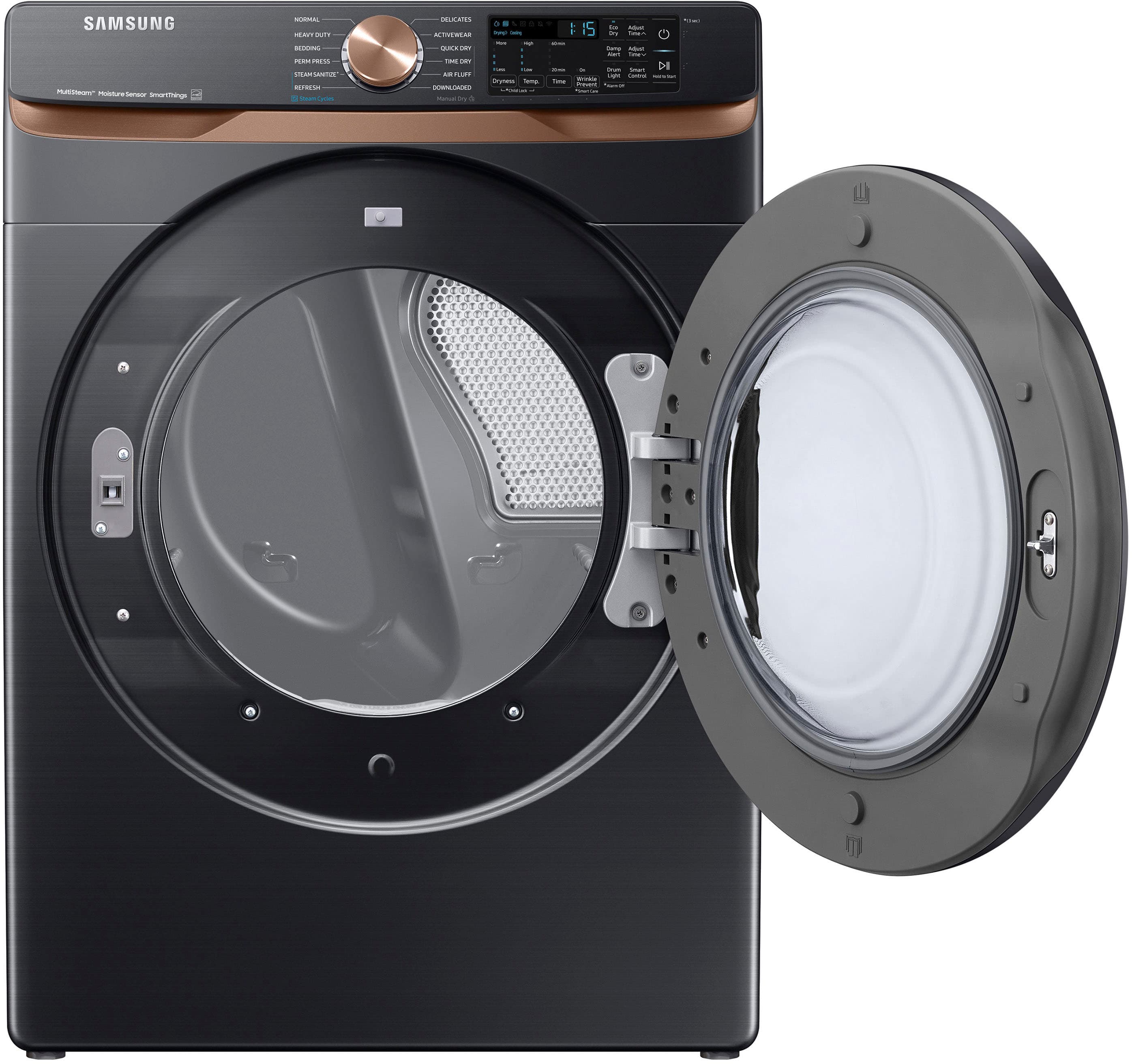 Alt View 13. Samsung - 7.5 Cu. Ft. Stackable Smart Electric Dryer with Steam and Sensor Dry - Brushed Black.
