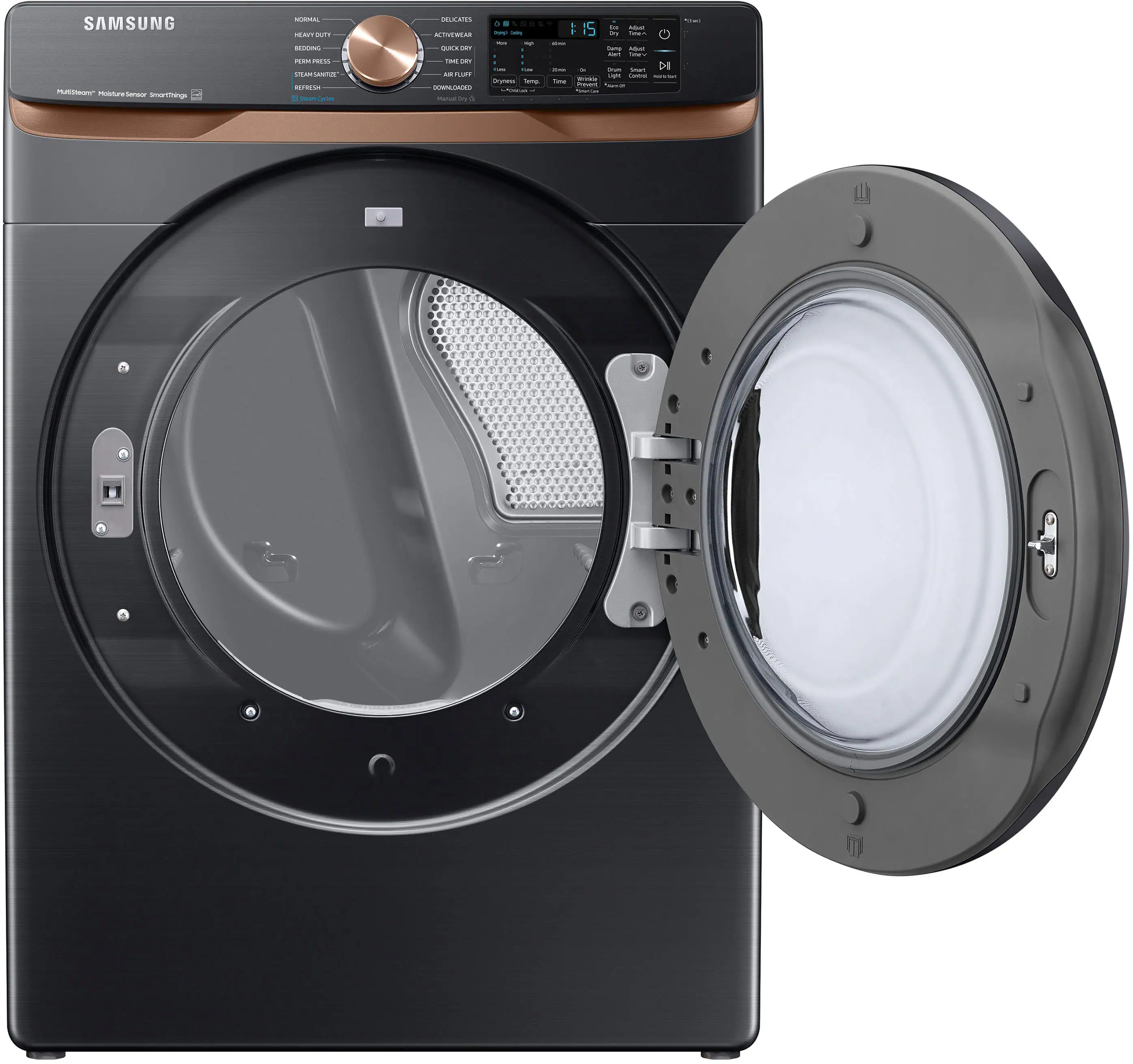 Alt View 13. Samsung - 7.5 Cu. Ft. Stackable Smart Electric Dryer with Steam and Sensor Dry - Brushed Black.