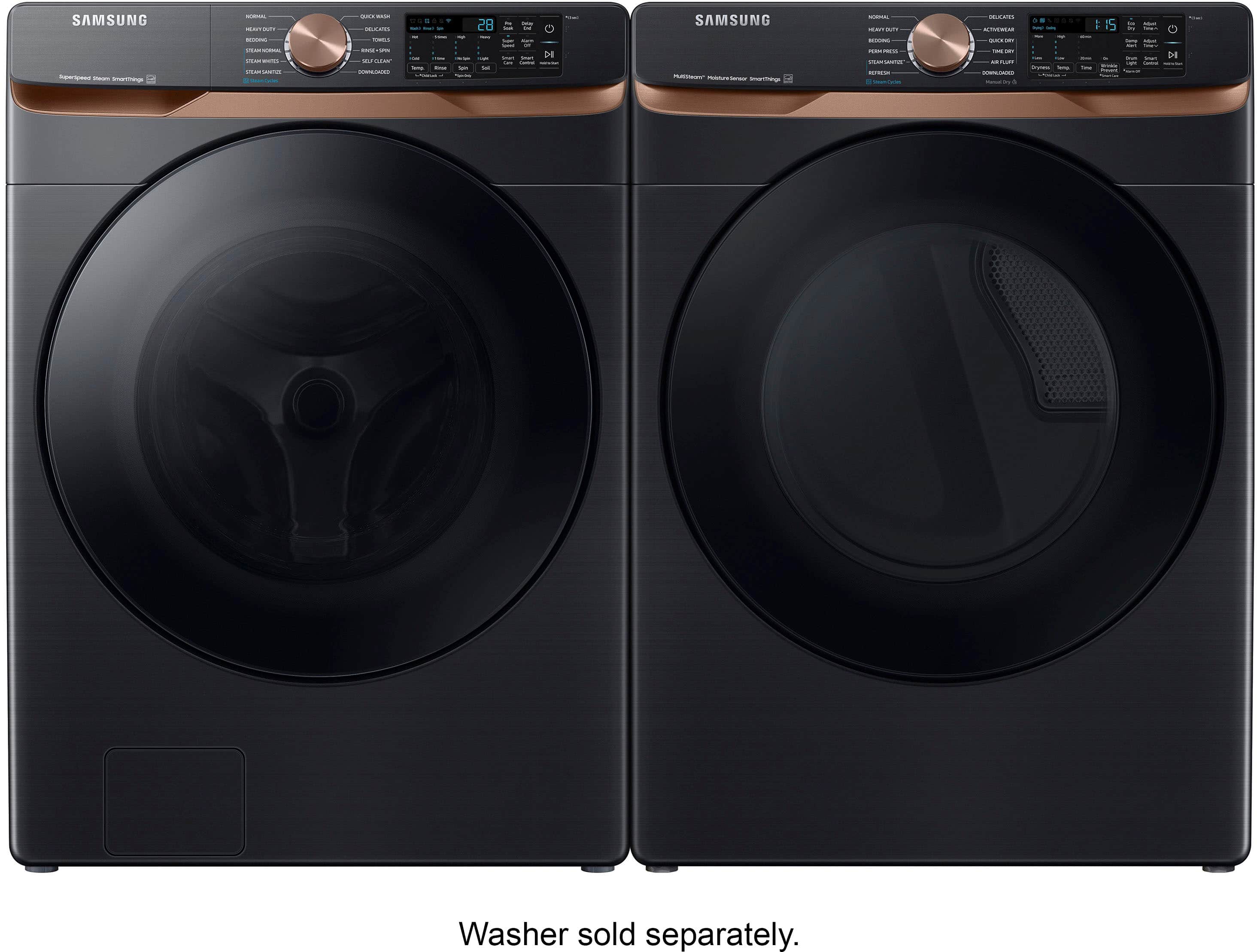 Alt View 15. Samsung - 7.5 Cu. Ft. Stackable Smart Electric Dryer with Steam and Sensor Dry - Brushed Black.