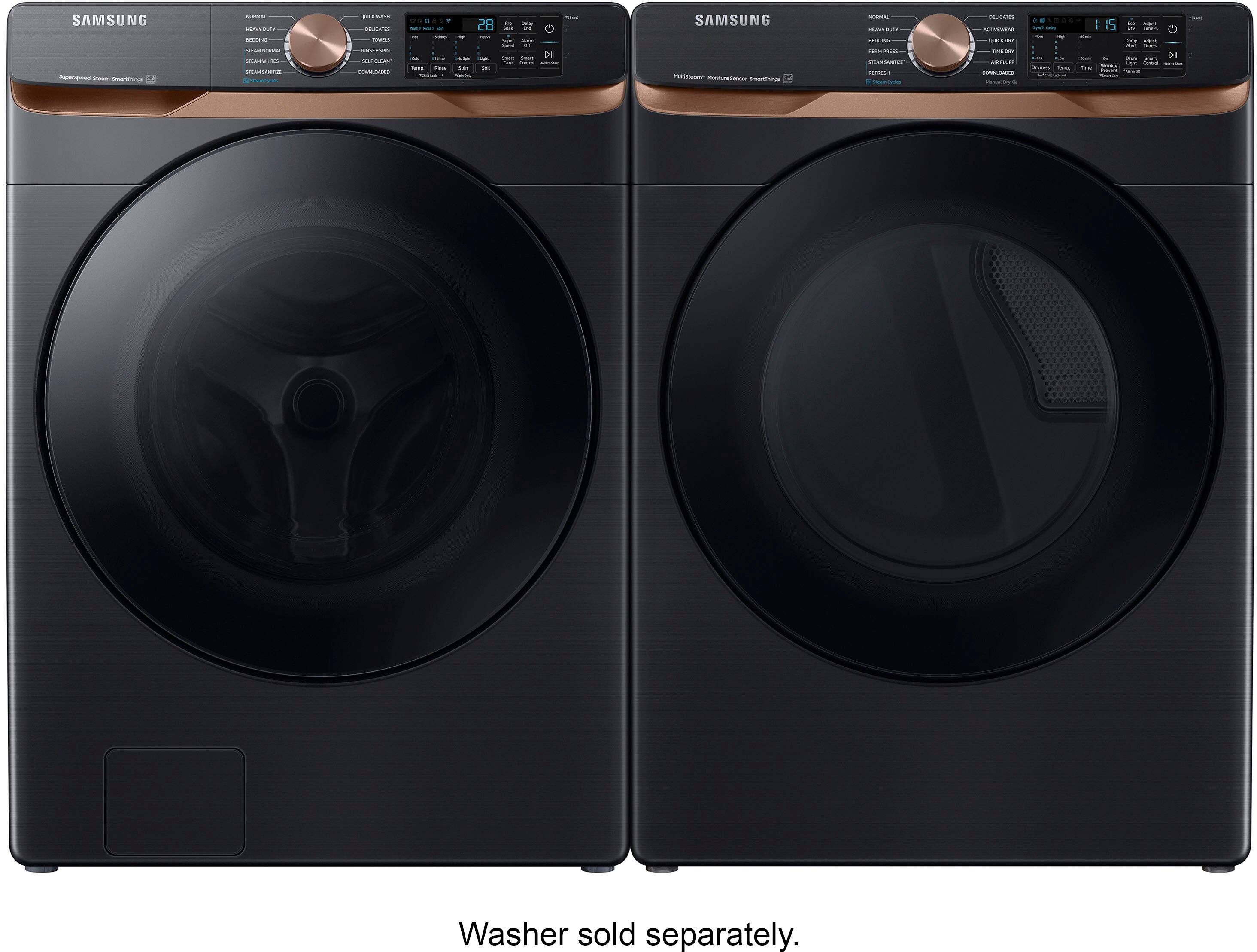 Alt View 15. Samsung - 7.5 Cu. Ft. Stackable Smart Electric Dryer with Steam and Sensor Dry - Brushed Black.