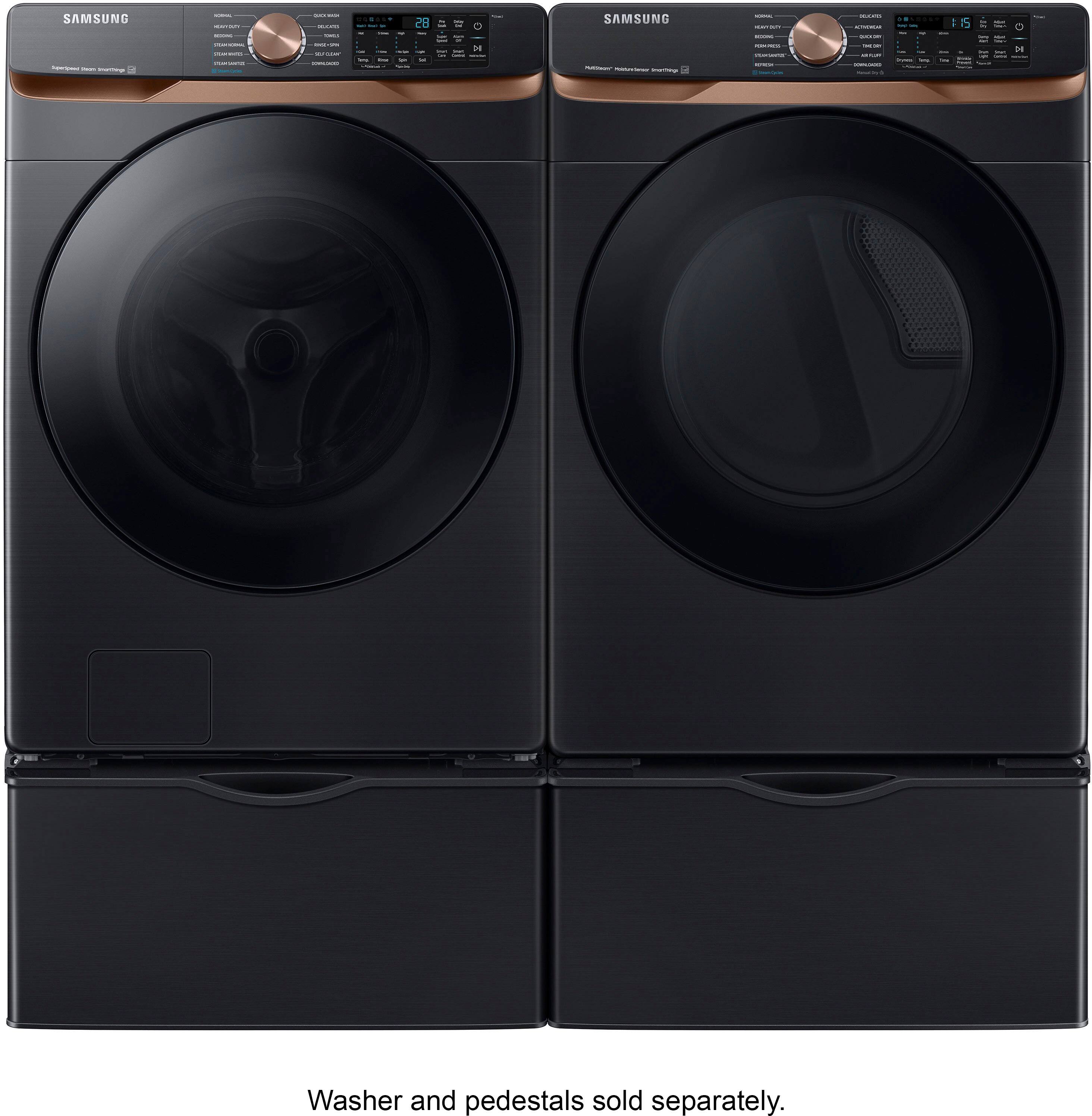 Alt View 16. Samsung - 7.5 Cu. Ft. Stackable Smart Electric Dryer with Steam and Sensor Dry - Brushed Black.