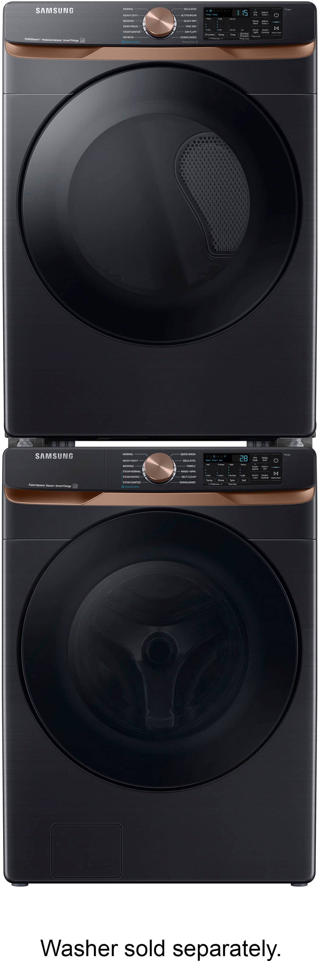 Alt View 17. Samsung - 7.5 Cu. Ft. Stackable Smart Electric Dryer with Steam and Sensor Dry - Brushed Black.