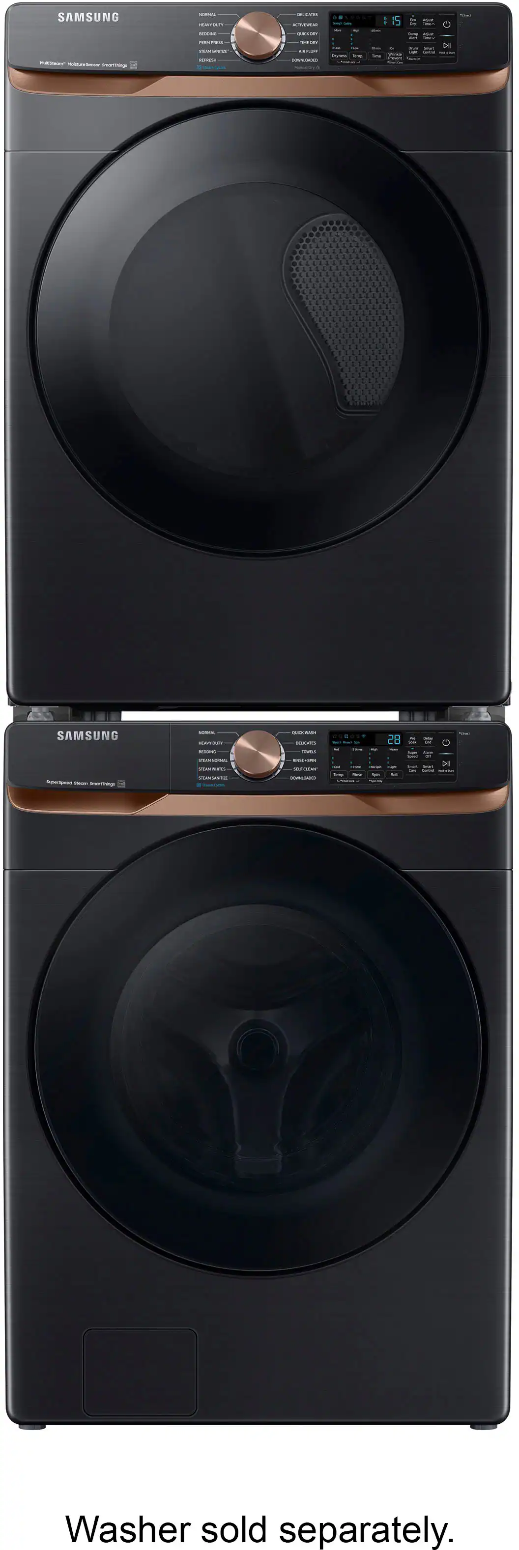 Alt View 17. Samsung - 7.5 Cu. Ft. Stackable Smart Electric Dryer with Steam and Sensor Dry - Brushed Black.