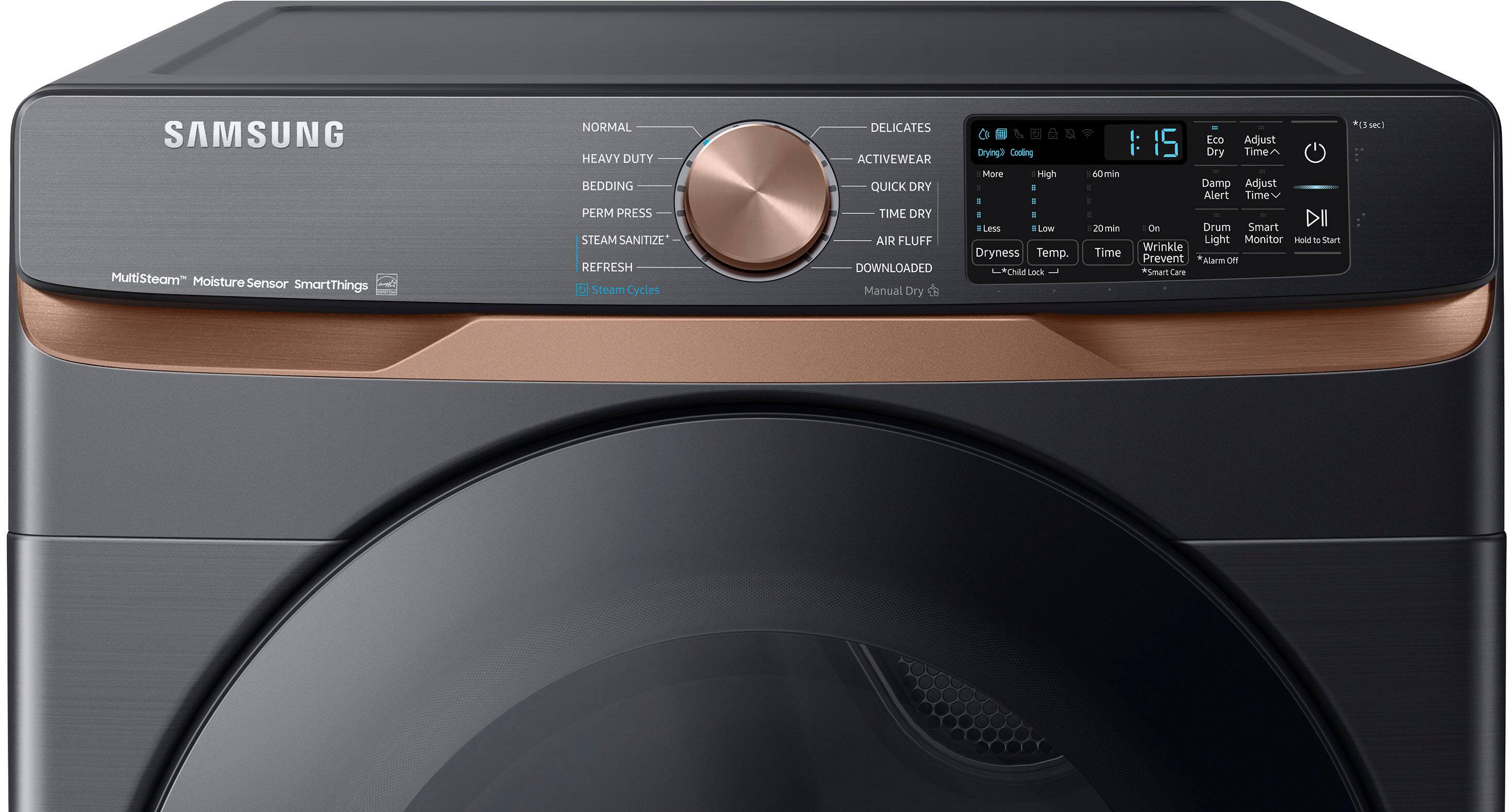 Alt View 11. Samsung - 7.5 Cu. Ft. Stackable Smart Gas Dryer with Steam and Sensor Dry - Brushed Black.