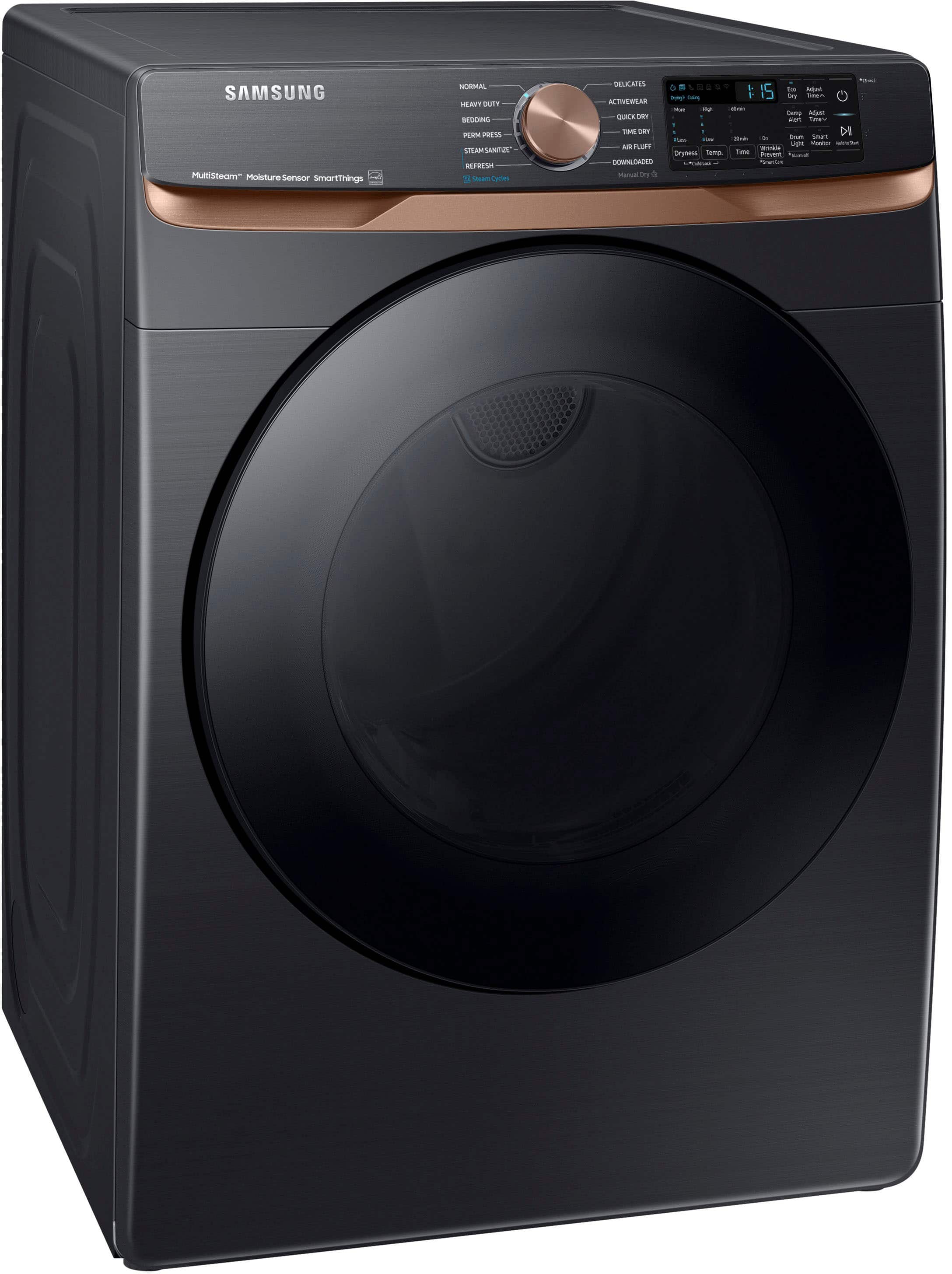 Alt View 12. Samsung - 7.5 Cu. Ft. Stackable Smart Gas Dryer with Steam and Sensor Dry - Brushed Black.