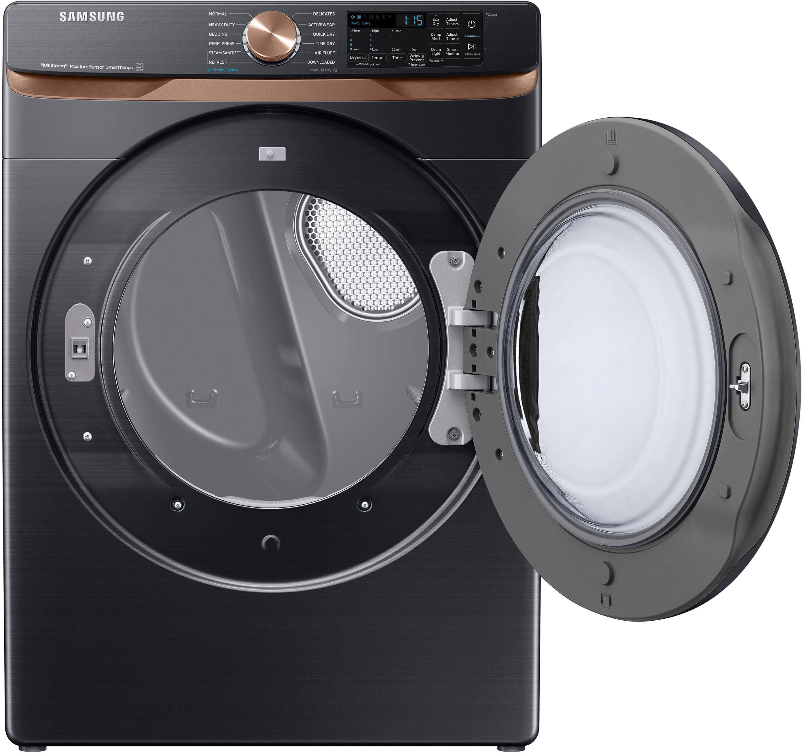 Alt View 13. Samsung - 7.5 Cu. Ft. Stackable Smart Gas Dryer with Steam and Sensor Dry - Brushed Black.