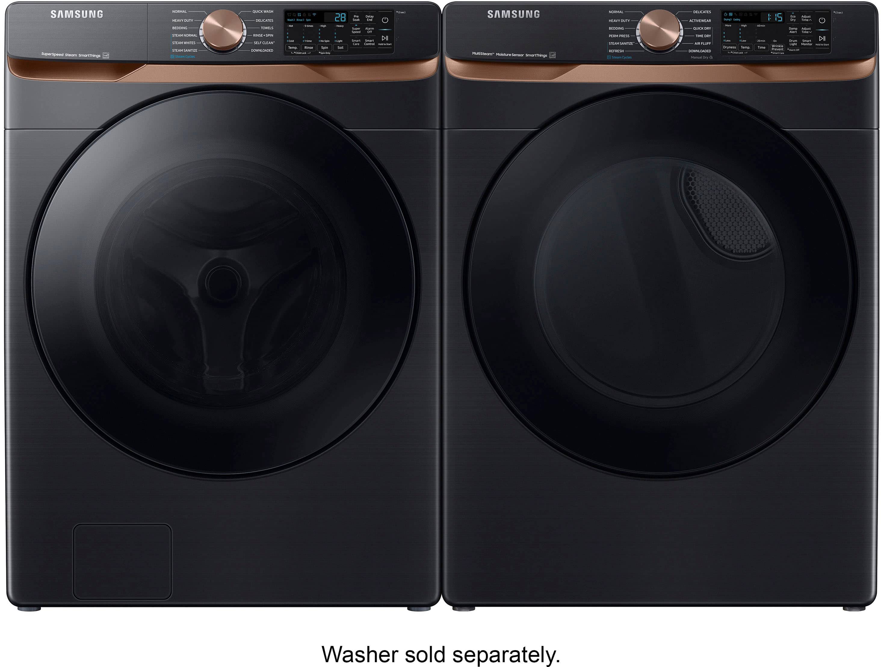 Alt View 17. Samsung - 7.5 Cu. Ft. Stackable Smart Gas Dryer with Steam and Sensor Dry - Brushed Black.