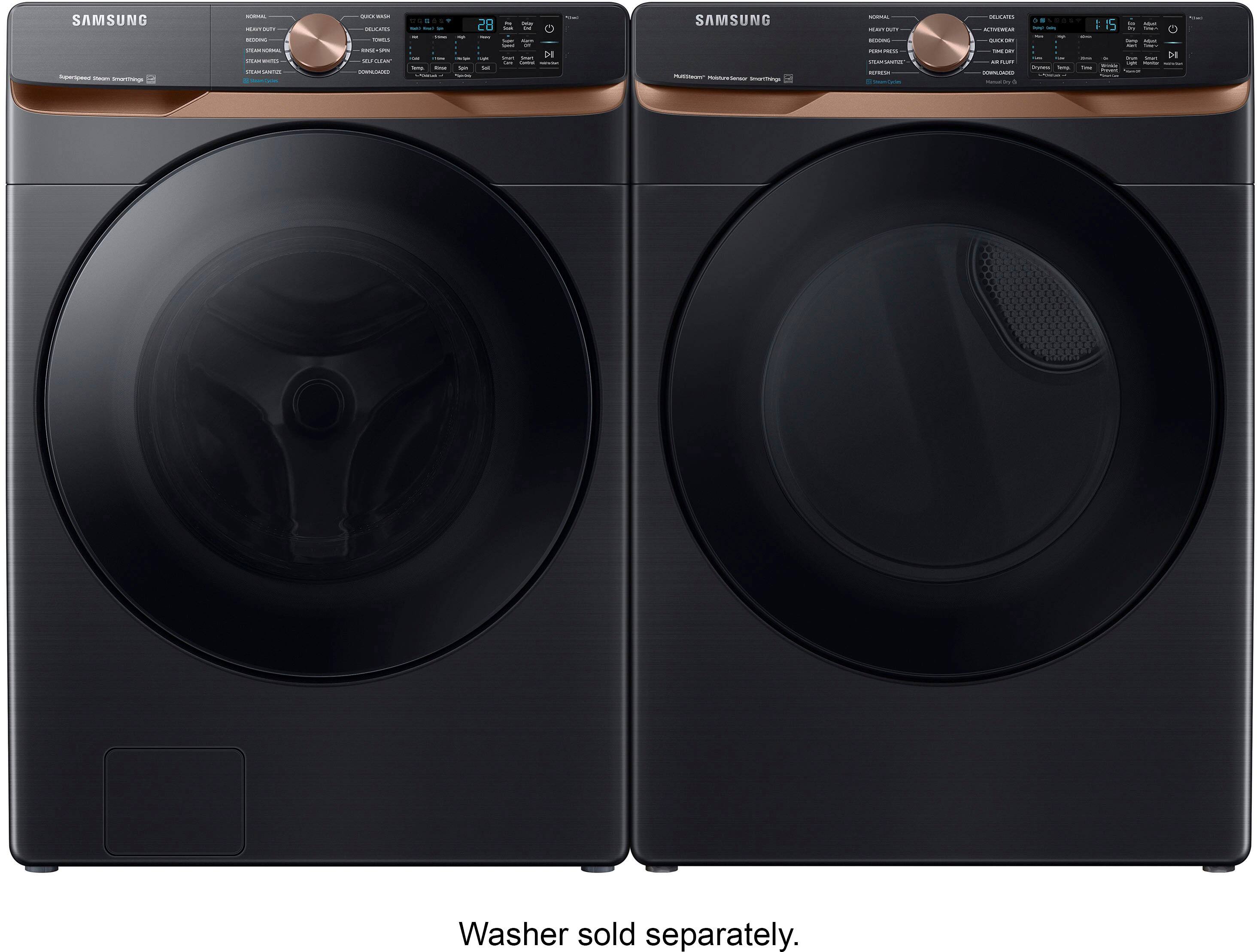Alt View 17. Samsung - 7.5 Cu. Ft. Stackable Smart Gas Dryer with Steam and Sensor Dry - Brushed Black.