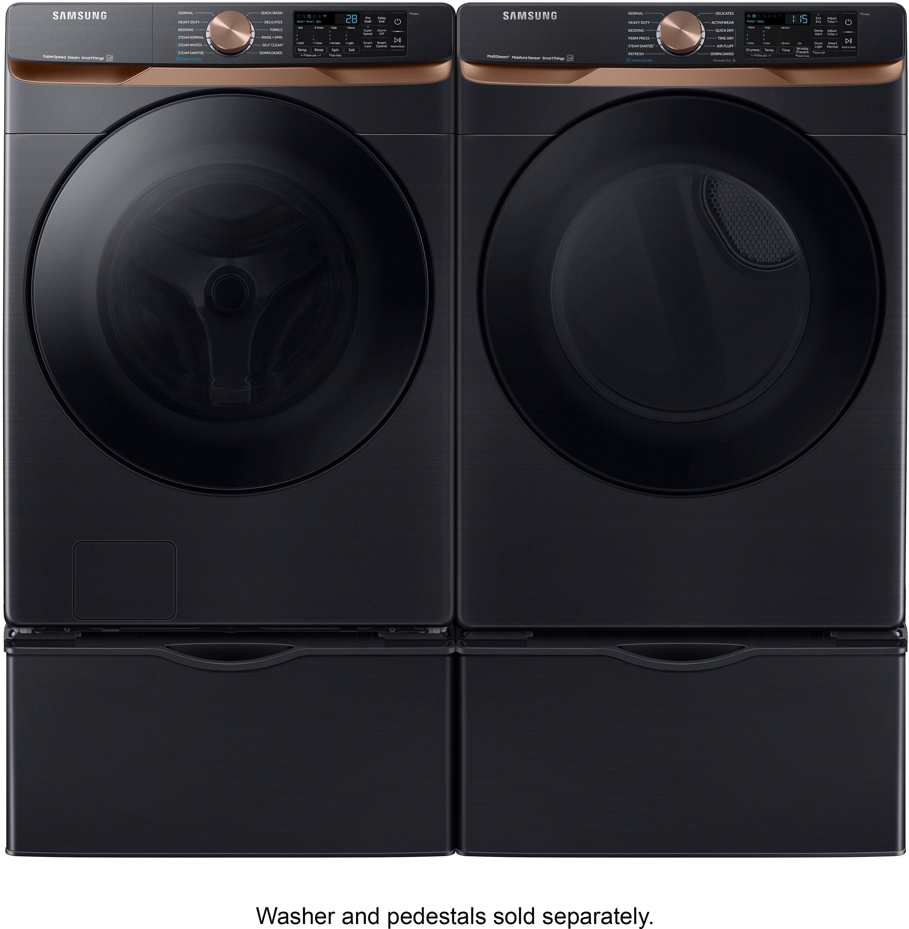 Alt View 18. Samsung - 7.5 Cu. Ft. Stackable Smart Gas Dryer with Steam and Sensor Dry - Brushed Black.