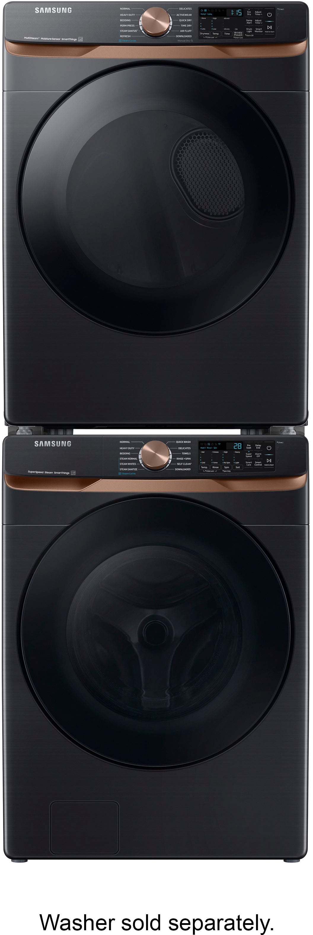 Alt View 19. Samsung - 7.5 Cu. Ft. Stackable Smart Gas Dryer with Steam and Sensor Dry - Brushed Black.