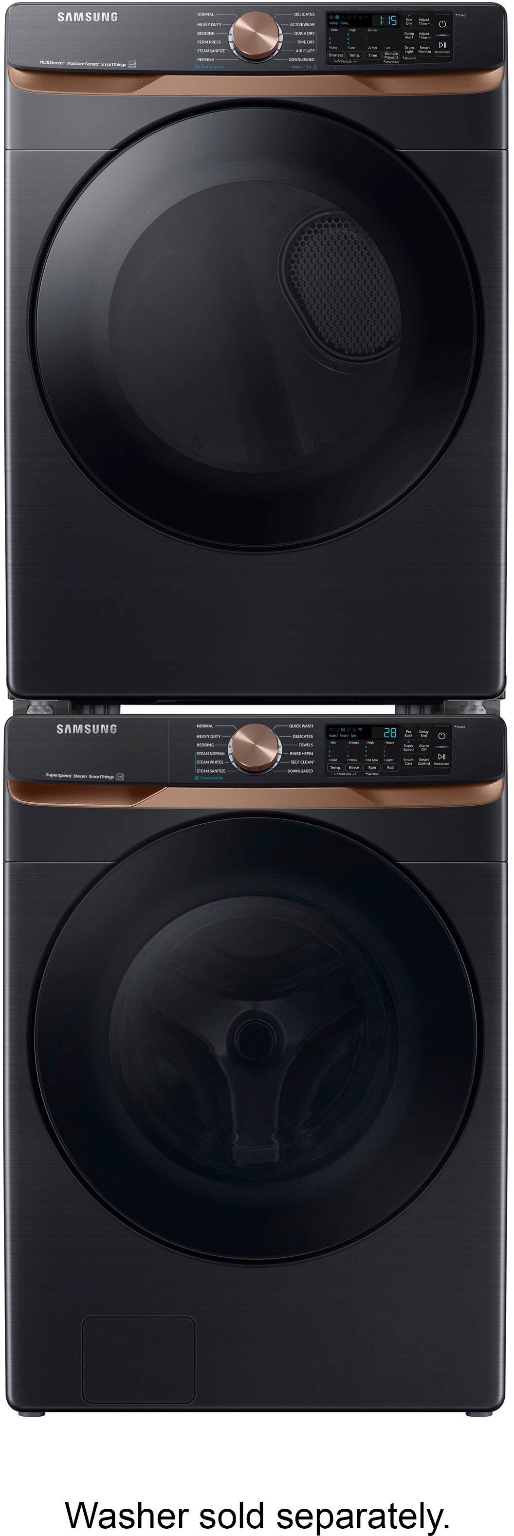 Alt View 19. Samsung - 7.5 Cu. Ft. Stackable Smart Gas Dryer with Steam and Sensor Dry - Brushed Black.