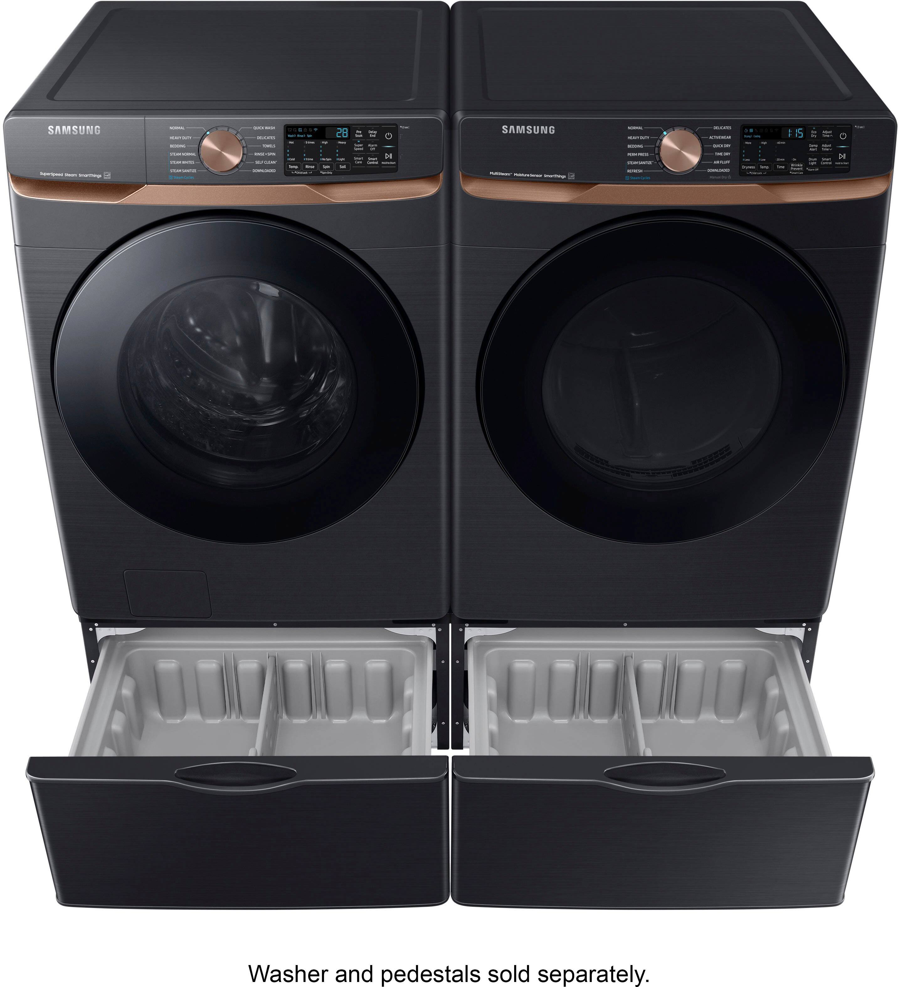 Alt View 20. Samsung - 7.5 Cu. Ft. Stackable Smart Gas Dryer with Steam and Sensor Dry - Brushed Black.