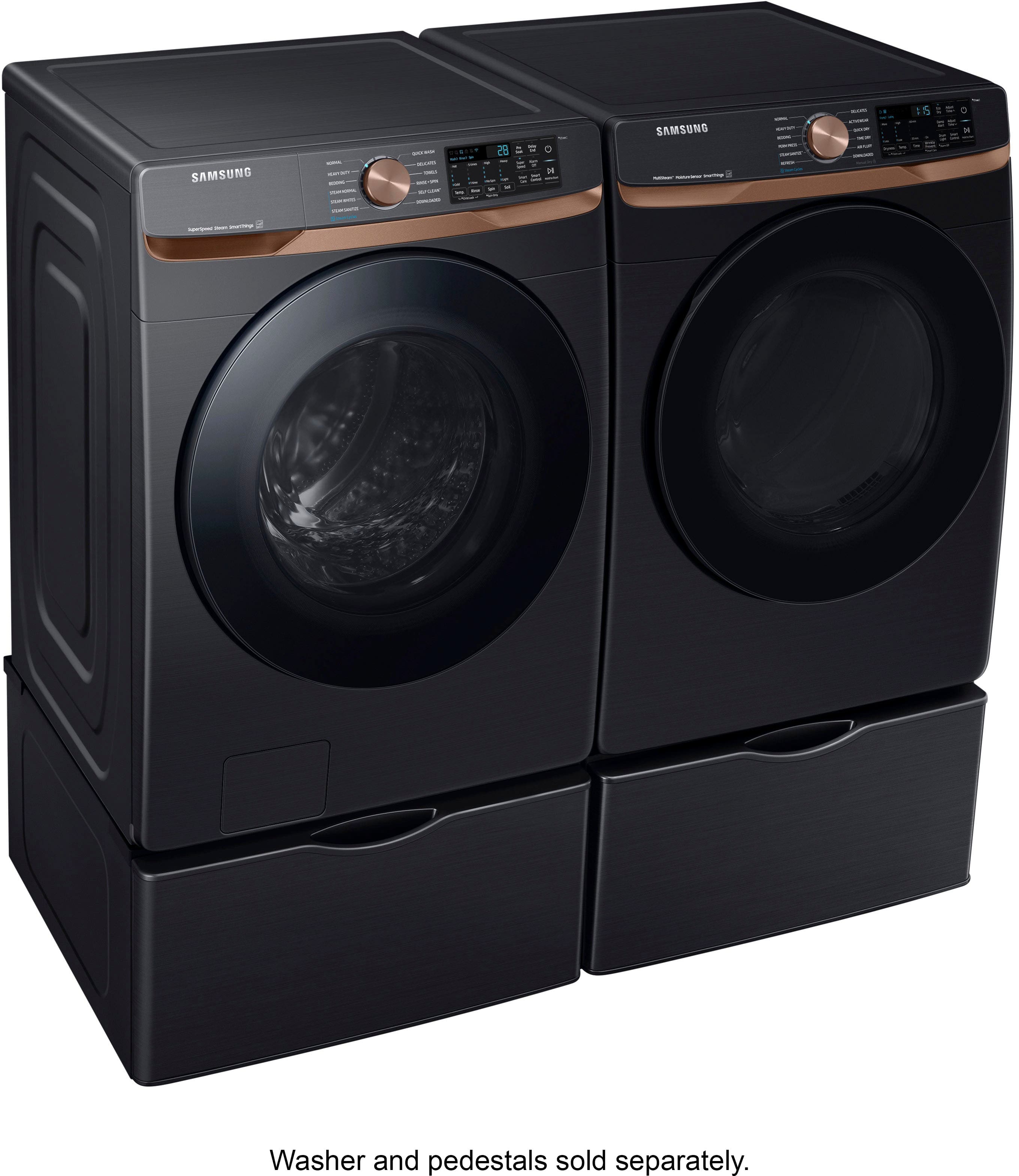 Alt View 21. Samsung - 7.5 Cu. Ft. Stackable Smart Gas Dryer with Steam and Sensor Dry - Brushed Black.