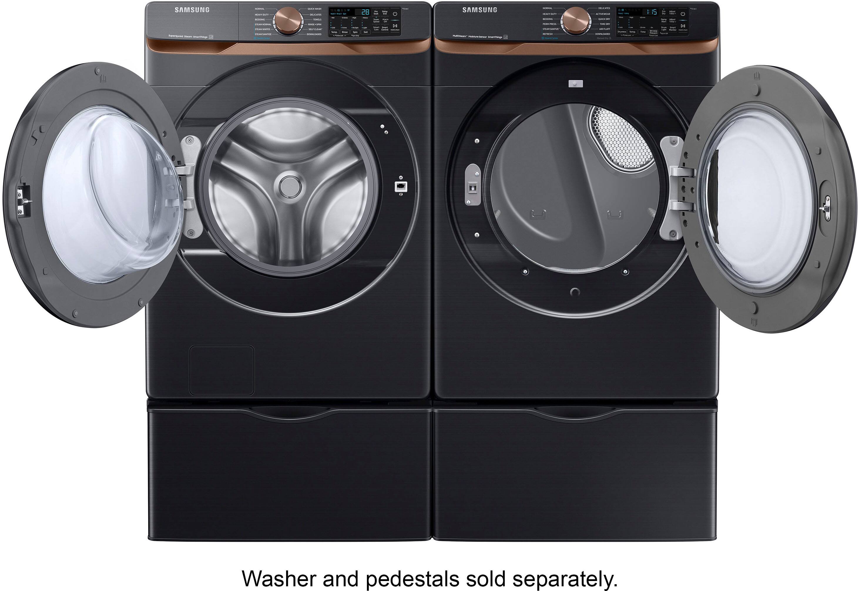 Alt View 22. Samsung - 7.5 Cu. Ft. Stackable Smart Gas Dryer with Steam and Sensor Dry - Brushed Black.