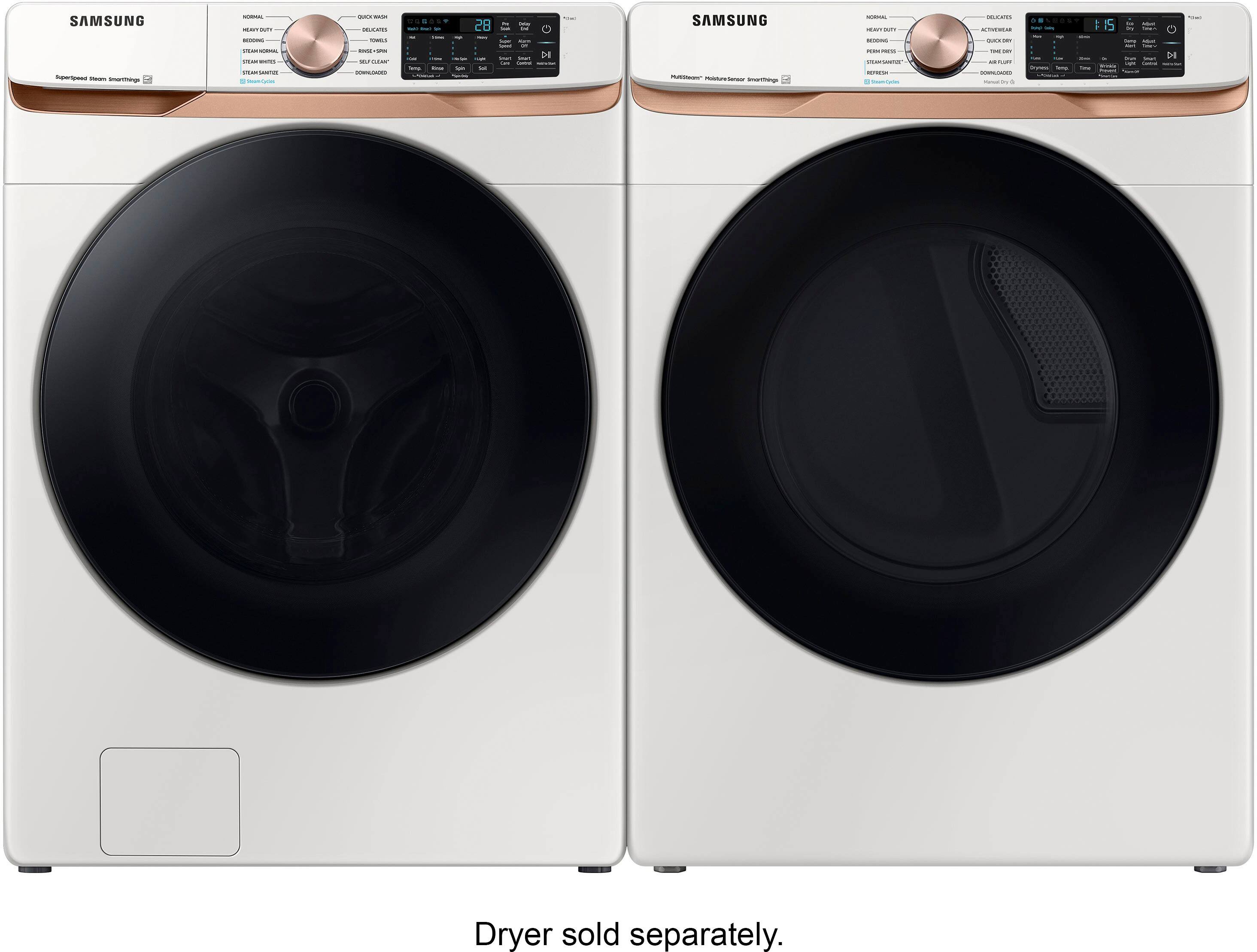 Alt View 16. Samsung - 5.0 Cu. Ft. High-Efficiency Stackable Smart Front Load Washer with Steam and Super Speed Wash - Ivory.