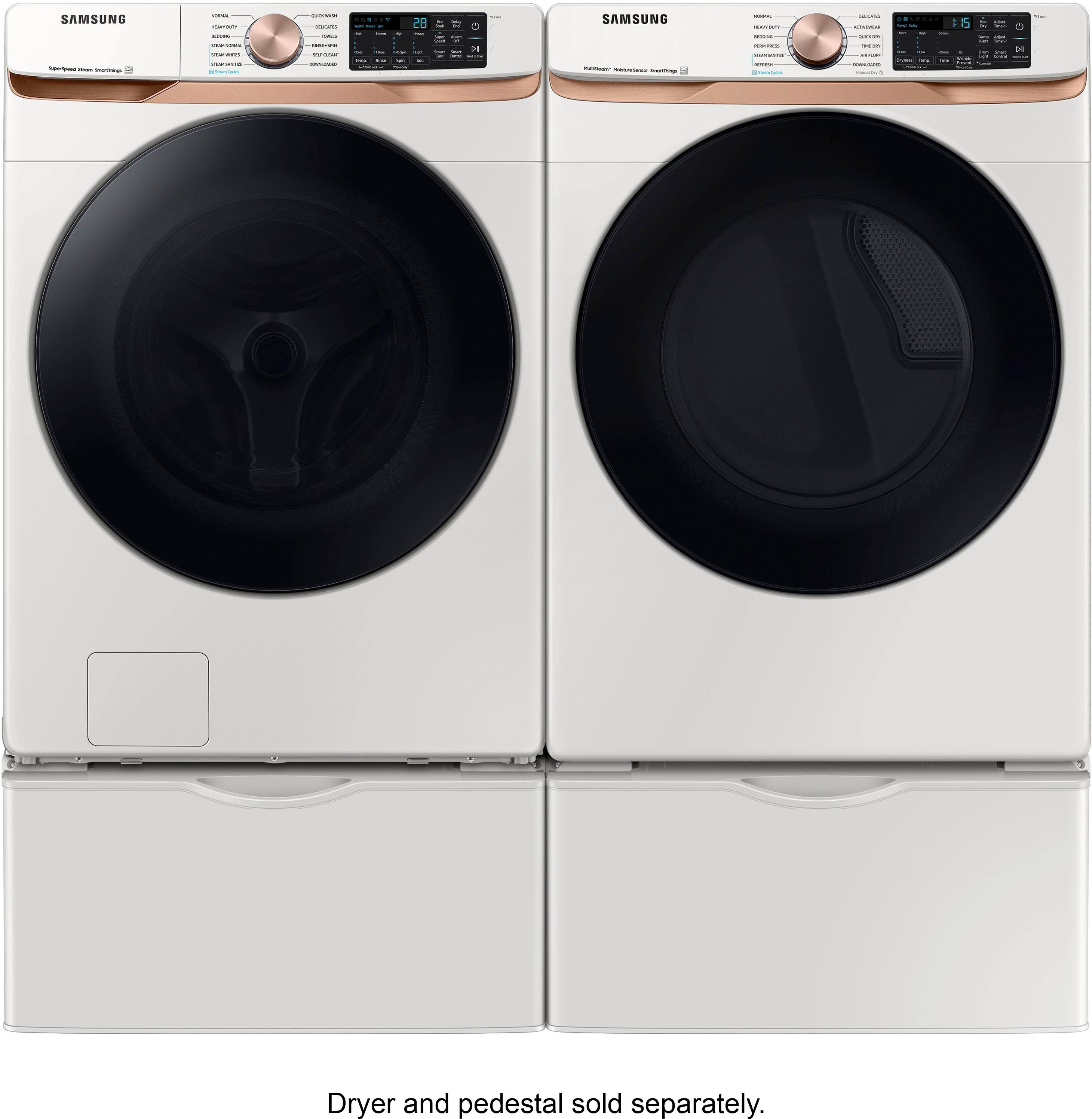 Alt View 17. Samsung - 5.0 Cu. Ft. High-Efficiency Stackable Smart Front Load Washer with Steam and Super Speed Wash - Ivory.