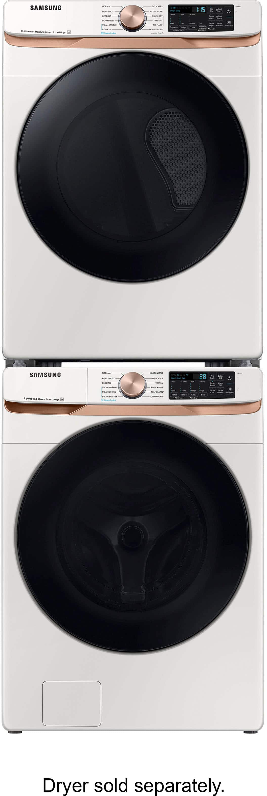 Alt View 18. Samsung - 5.0 Cu. Ft. High-Efficiency Stackable Smart Front Load Washer with Steam and Super Speed Wash - Ivory.