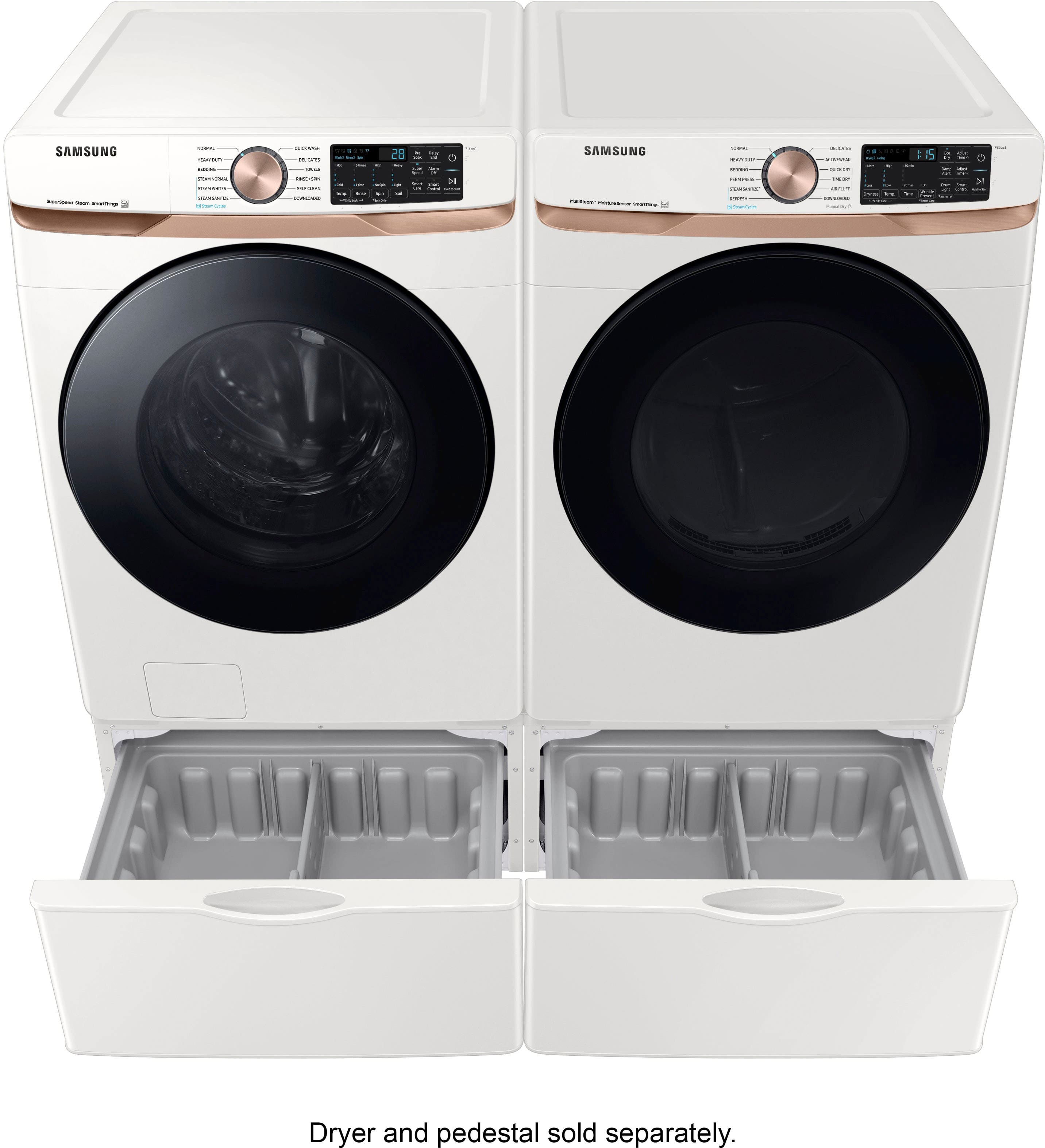 Alt View 20. Samsung - 5.0 Cu. Ft. High-Efficiency Stackable Smart Front Load Washer with Steam and Super Speed Wash - Ivory.