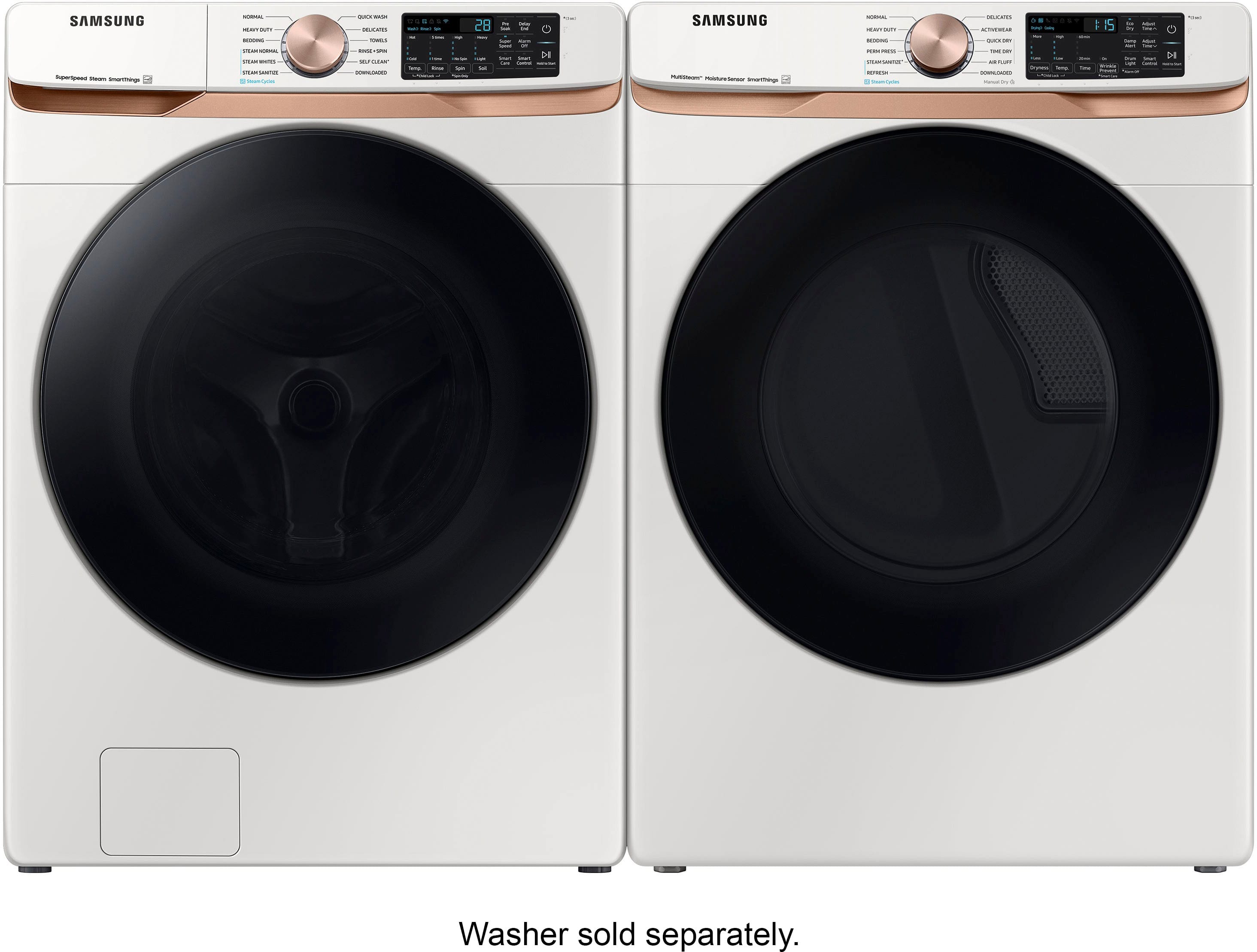 Alt View 15. Samsung - 7.5 Cu. Ft. Stackable Smart Electric Dryer with Steam and Sensor Dry - Ivory.