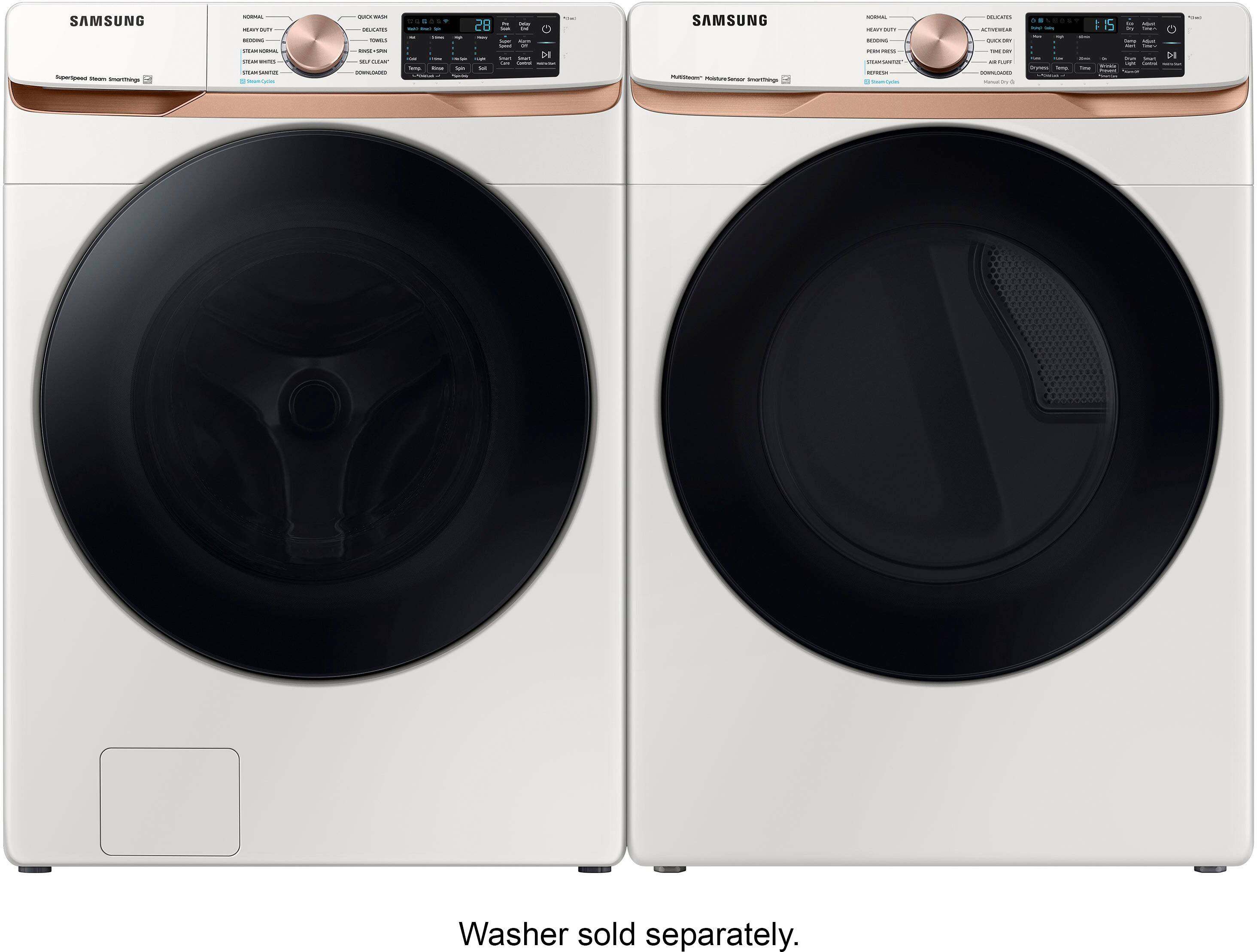 Alt View 15. Samsung - 7.5 Cu. Ft. Stackable Smart Electric Dryer with Steam and Sensor Dry - Ivory.