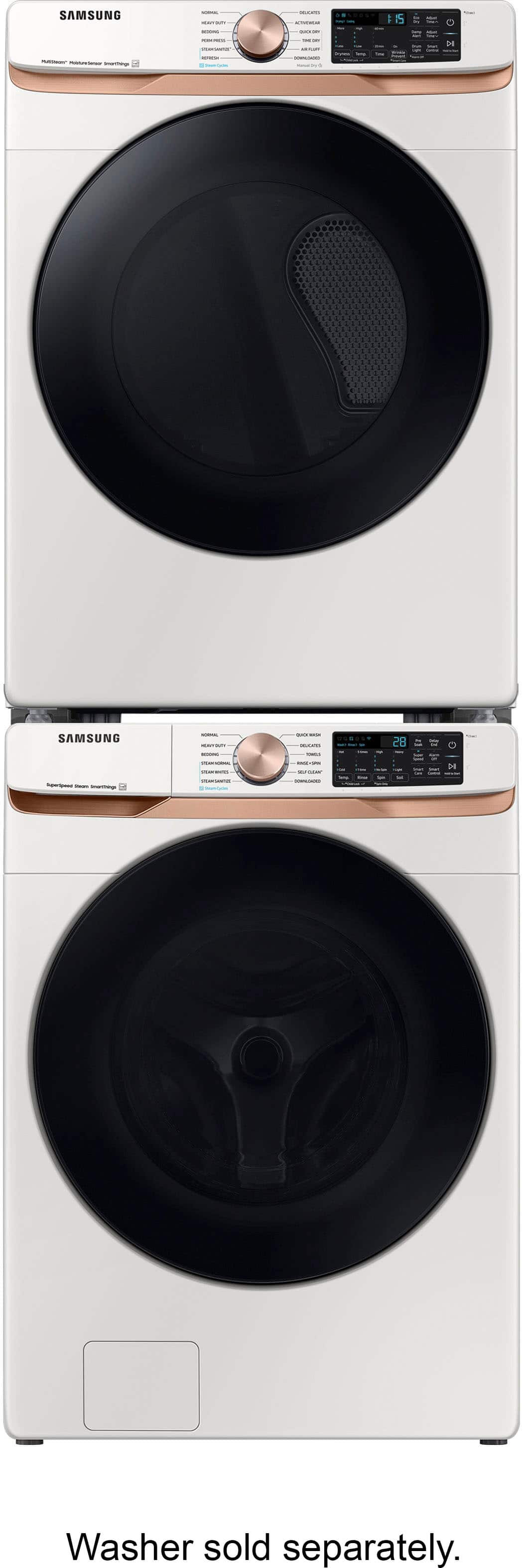 Alt View 17. Samsung - 7.5 Cu. Ft. Stackable Smart Electric Dryer with Steam and Sensor Dry - Ivory.