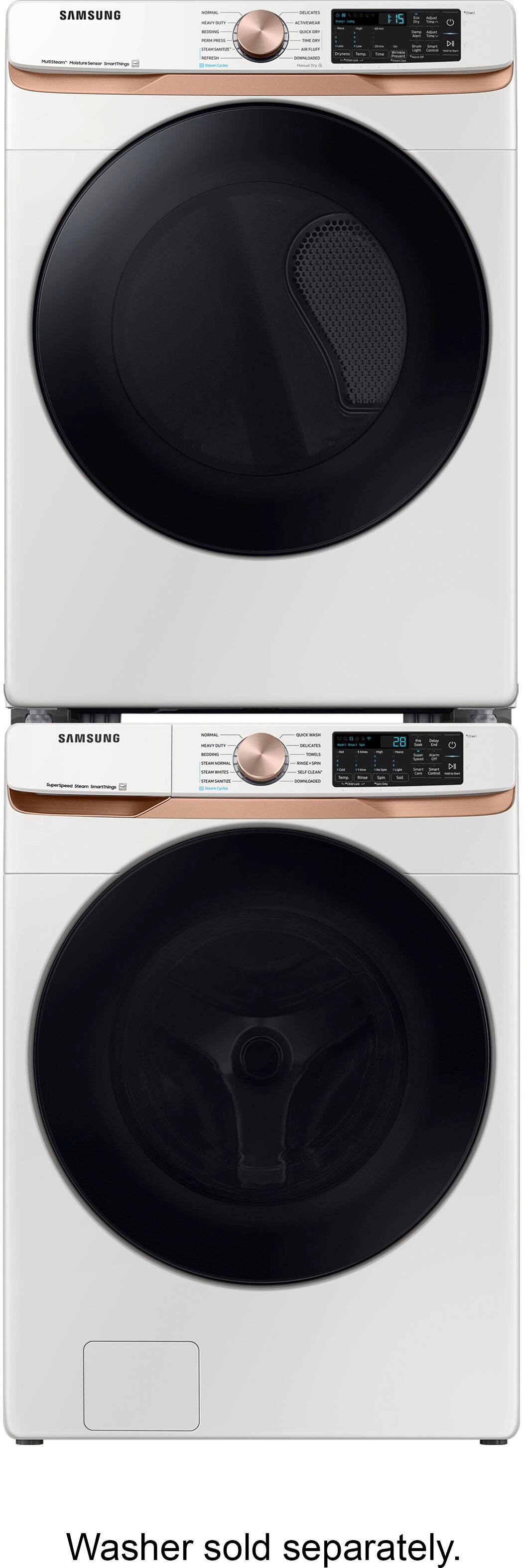 Alt View 17. Samsung - 7.5 Cu. Ft. Stackable Smart Electric Dryer with Steam and Sensor Dry - Ivory.