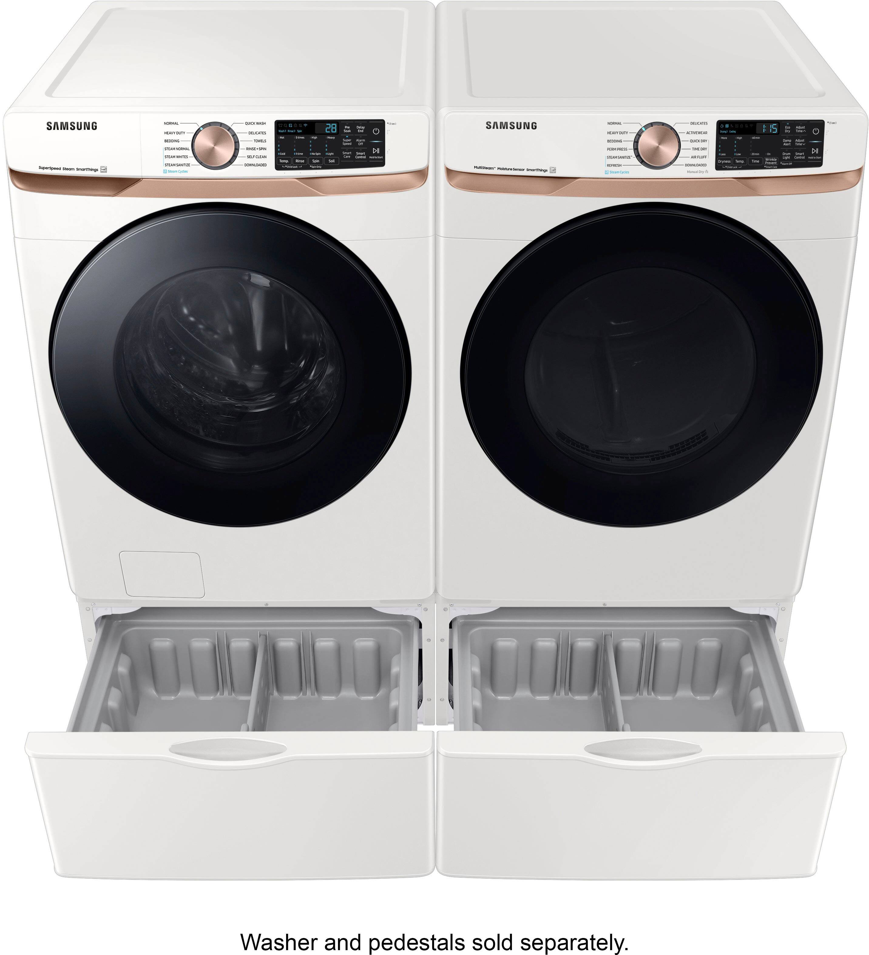 Alt View 18. Samsung - 7.5 Cu. Ft. Stackable Smart Electric Dryer with Steam and Sensor Dry - Ivory.