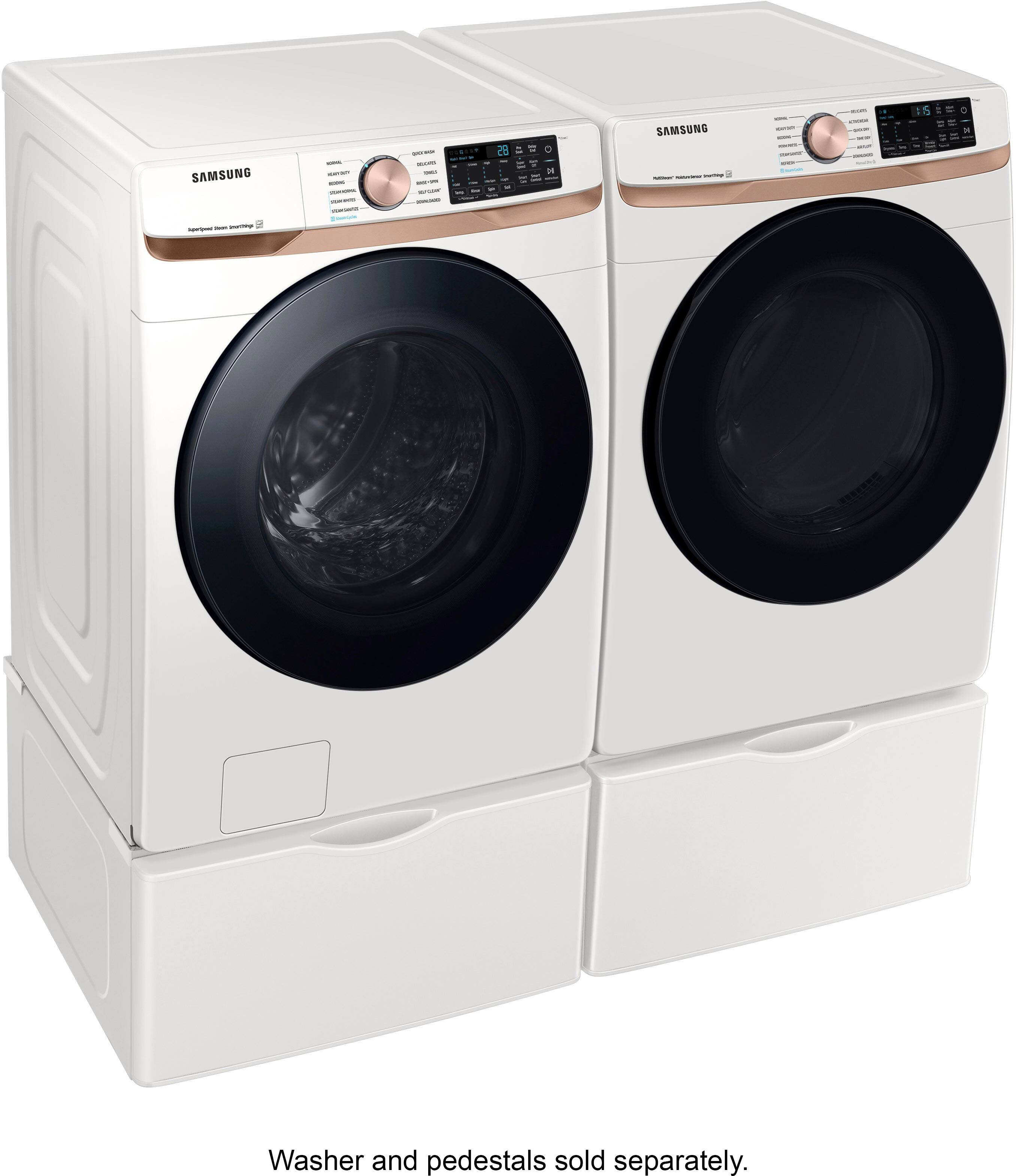 Alt View 19. Samsung - 7.5 Cu. Ft. Stackable Smart Electric Dryer with Steam and Sensor Dry - Ivory.