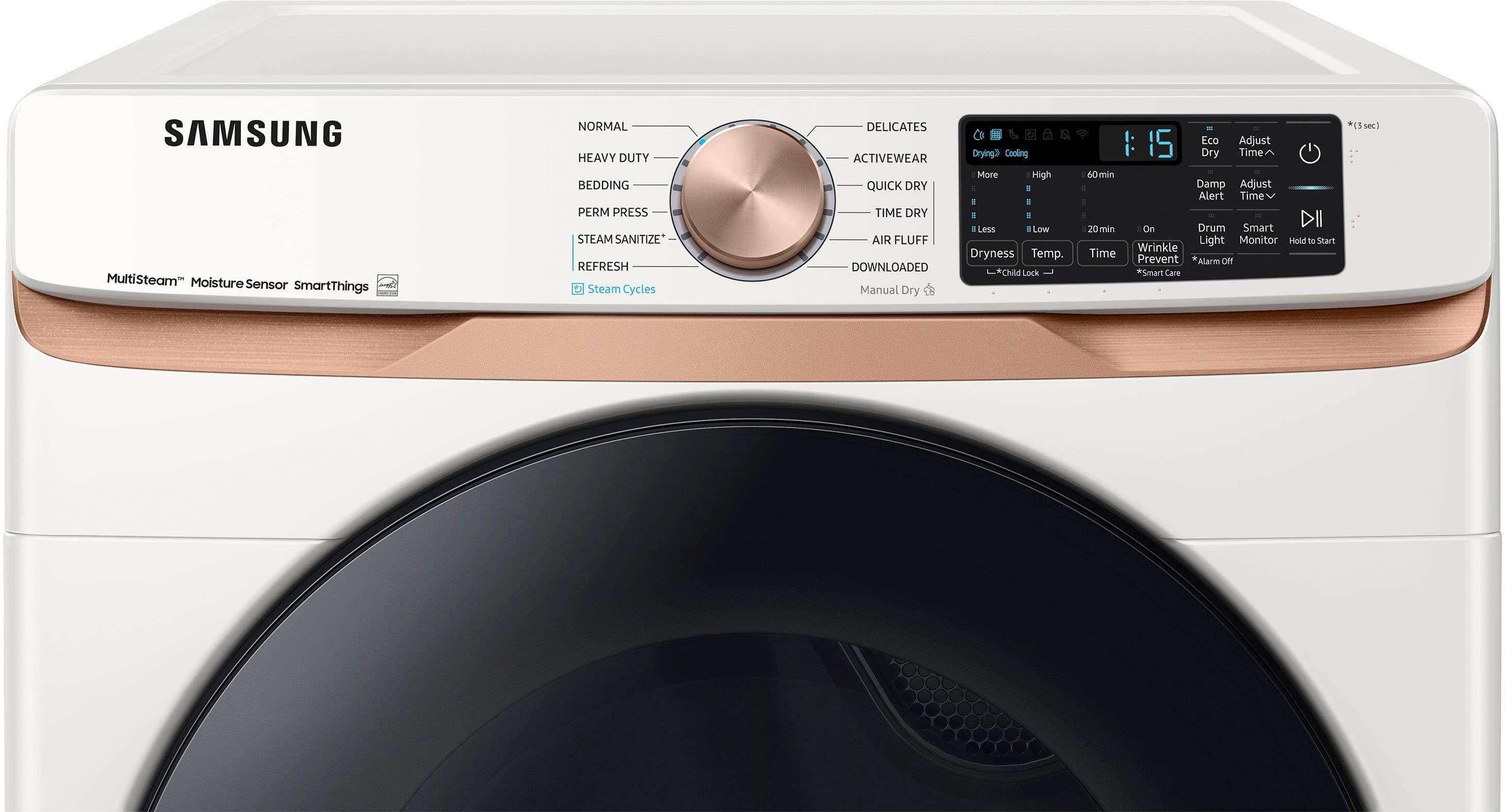 Alt View 11. Samsung - 7.5 Cu. Ft. Stackable Smart Gas Dryer with Steam and Sensor Dry - Ivory.