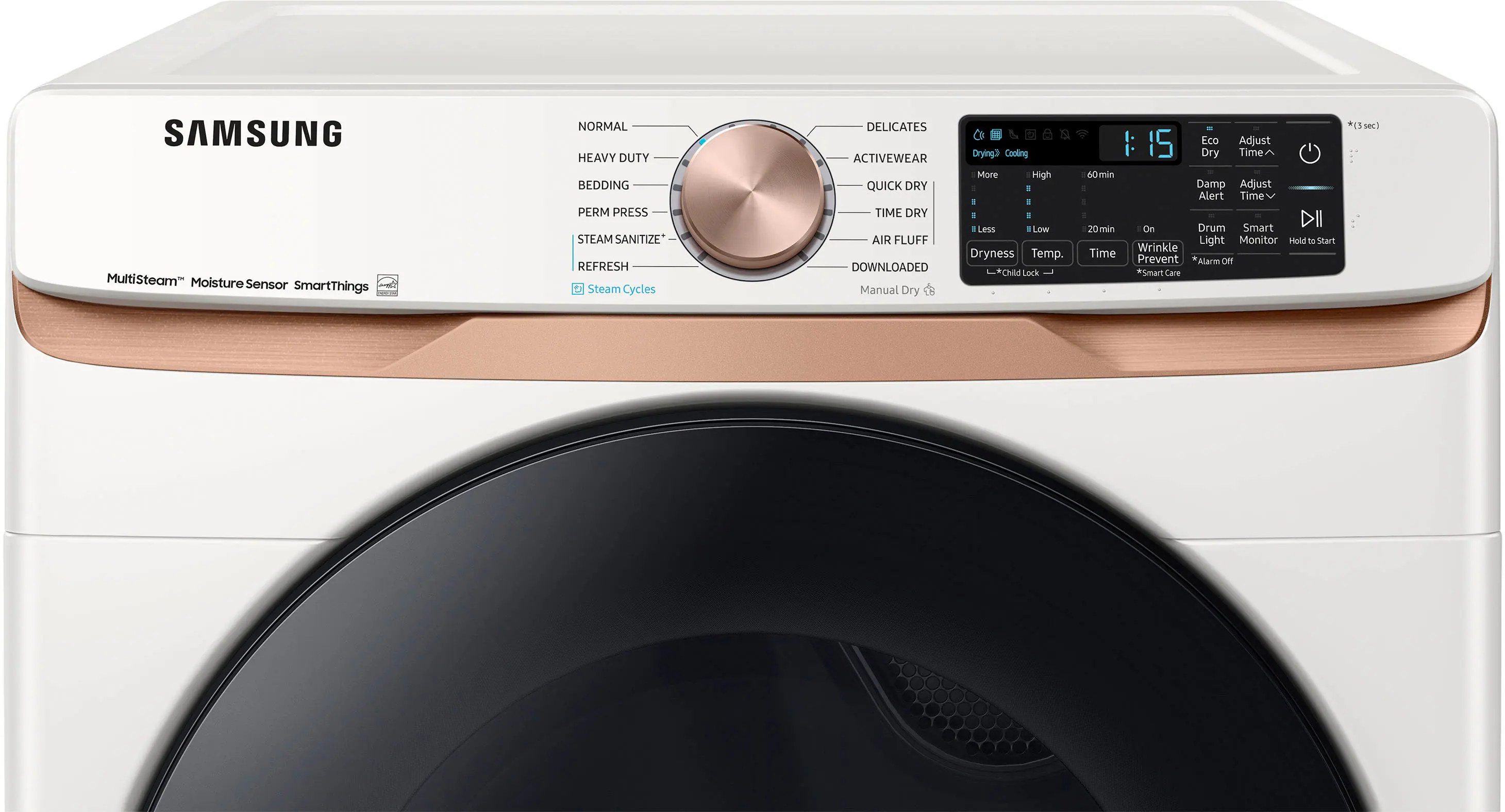 Alt View 11. Samsung - 7.5 Cu. Ft. Stackable Smart Gas Dryer with Steam and Sensor Dry - Ivory.