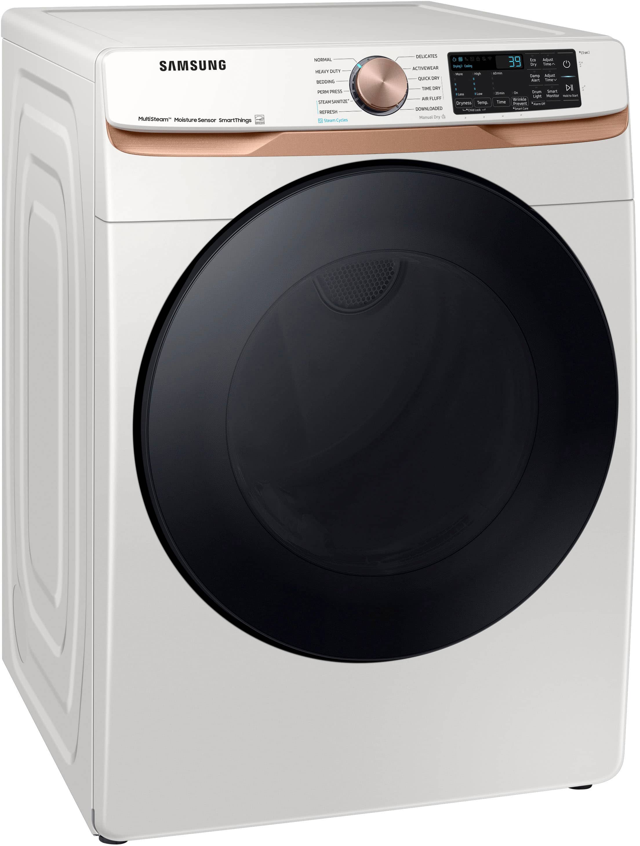 Alt View 12. Samsung - 7.5 Cu. Ft. Stackable Smart Gas Dryer with Steam and Sensor Dry - Ivory.