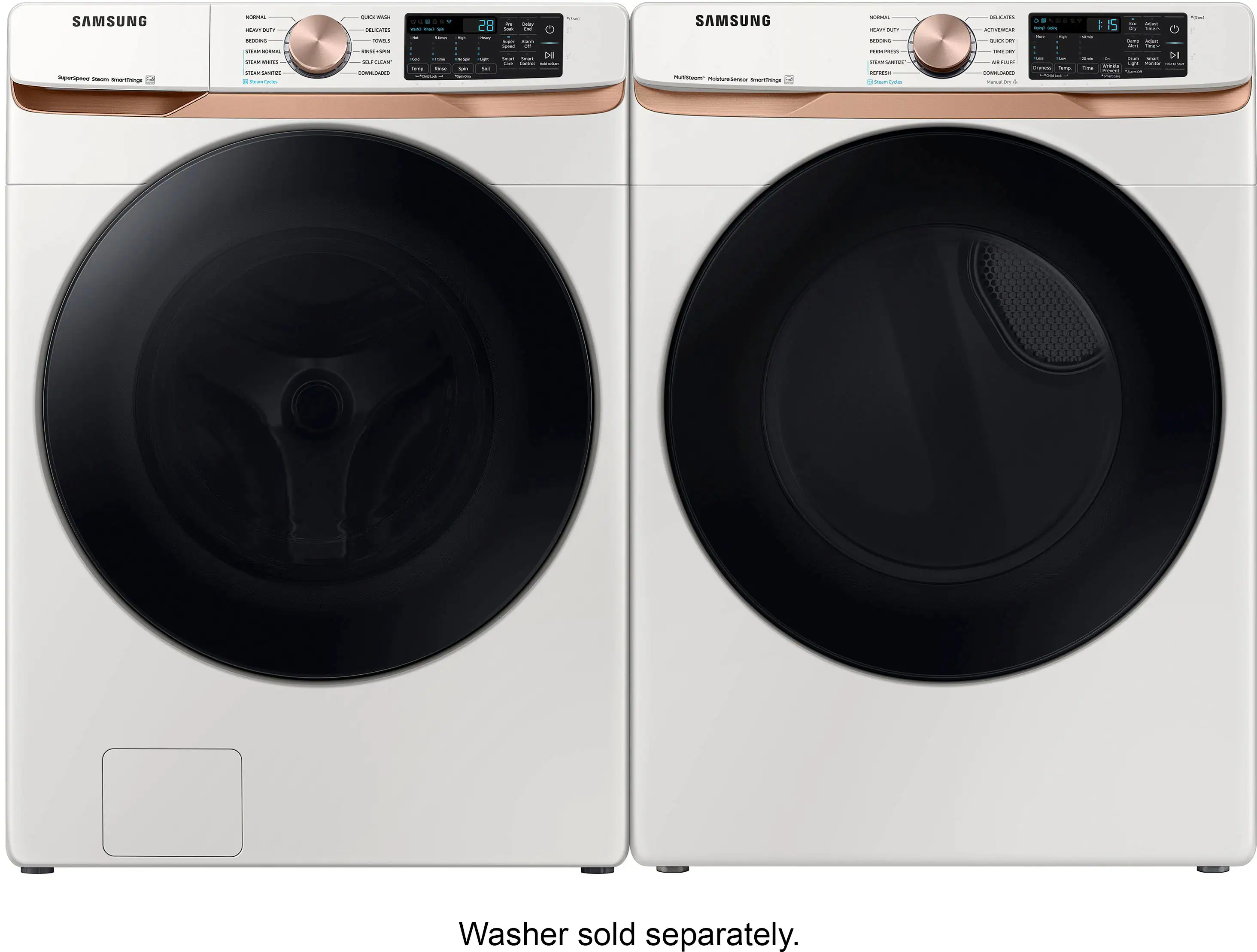 Alt View 17. Samsung - 7.5 Cu. Ft. Stackable Smart Gas Dryer with Steam and Sensor Dry - Ivory.