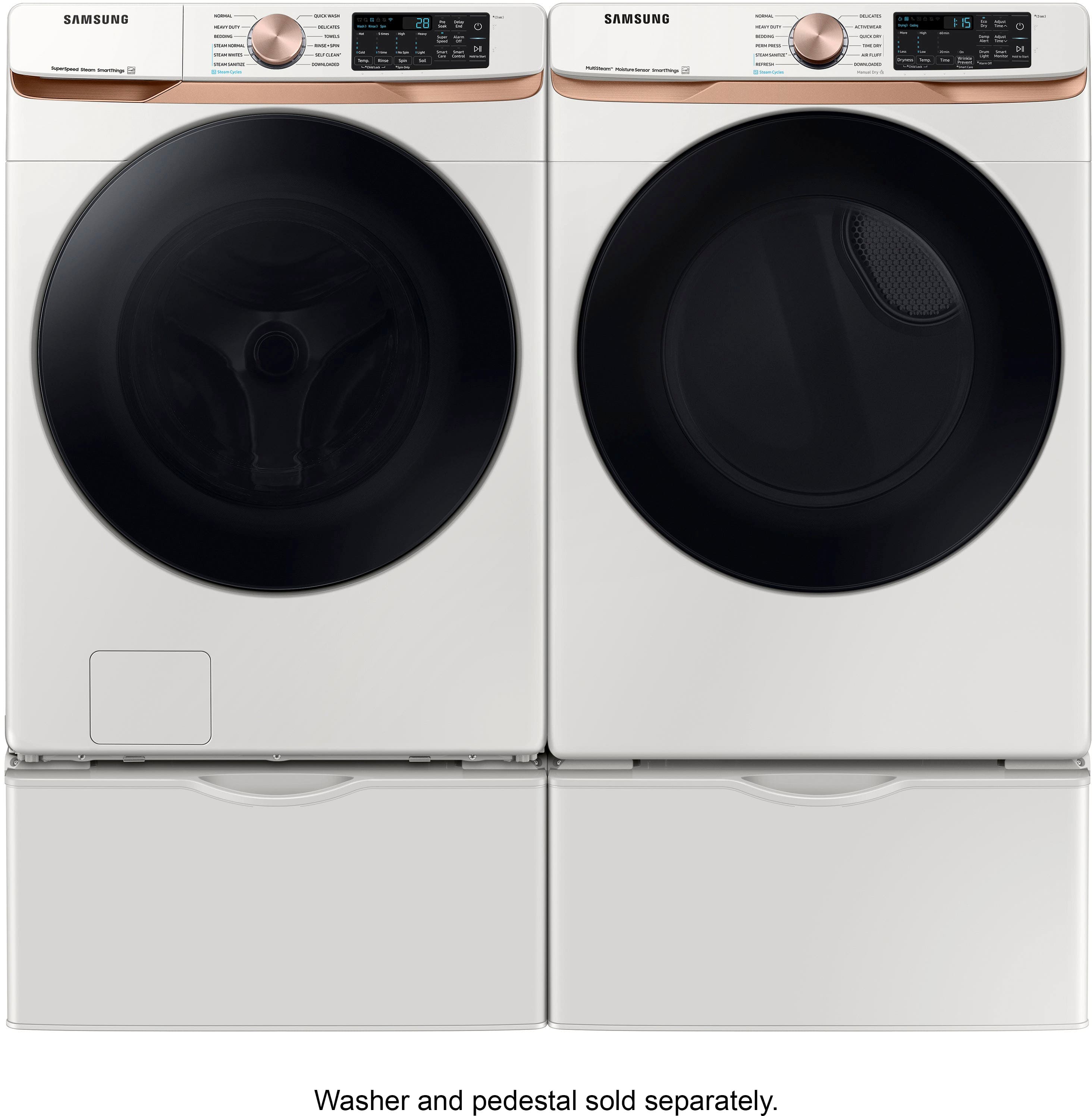 Alt View 18. Samsung - 7.5 Cu. Ft. Stackable Smart Gas Dryer with Steam and Sensor Dry - Ivory.
