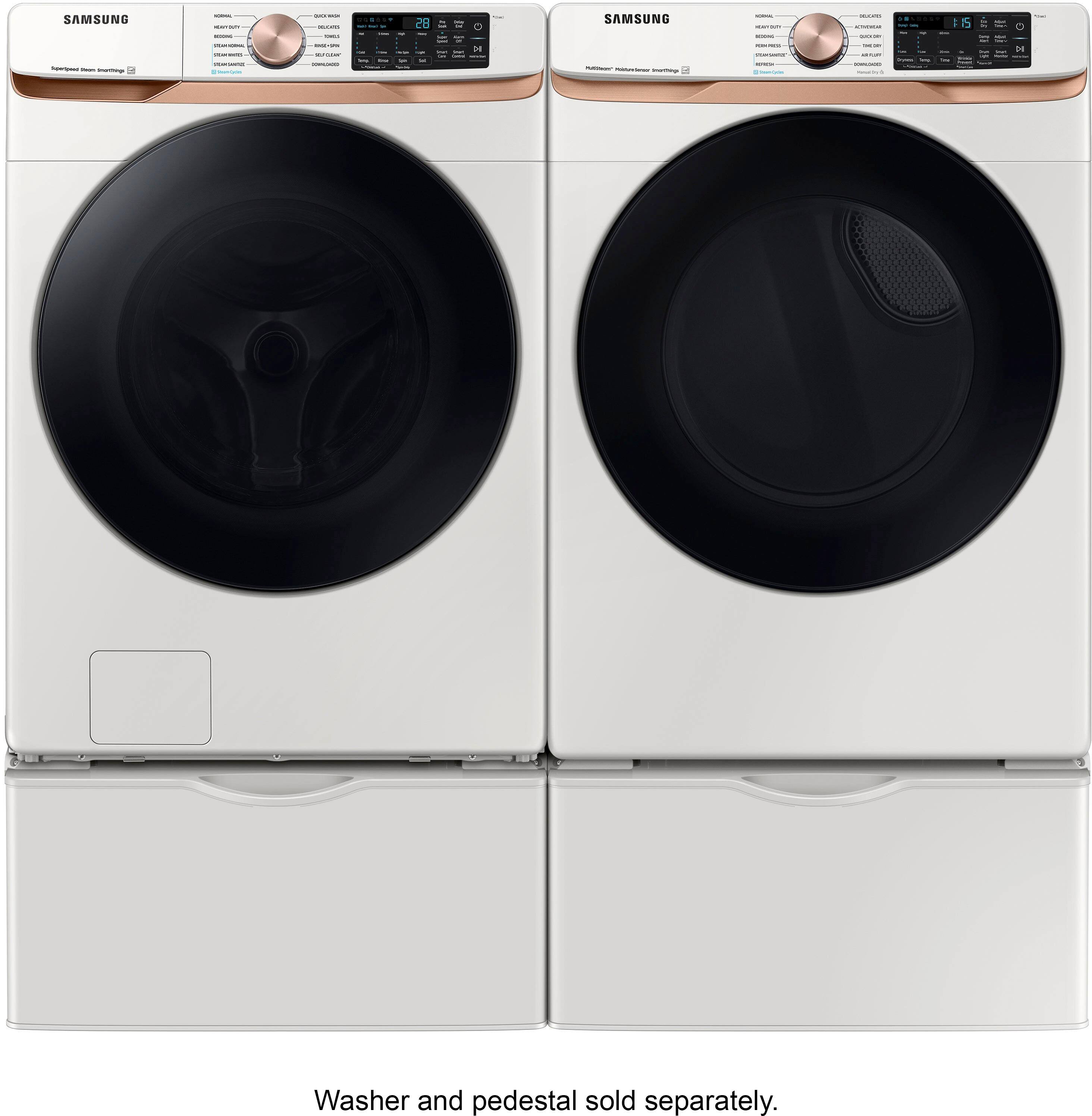 Alt View 18. Samsung - 7.5 Cu. Ft. Stackable Smart Gas Dryer with Steam and Sensor Dry - Ivory.