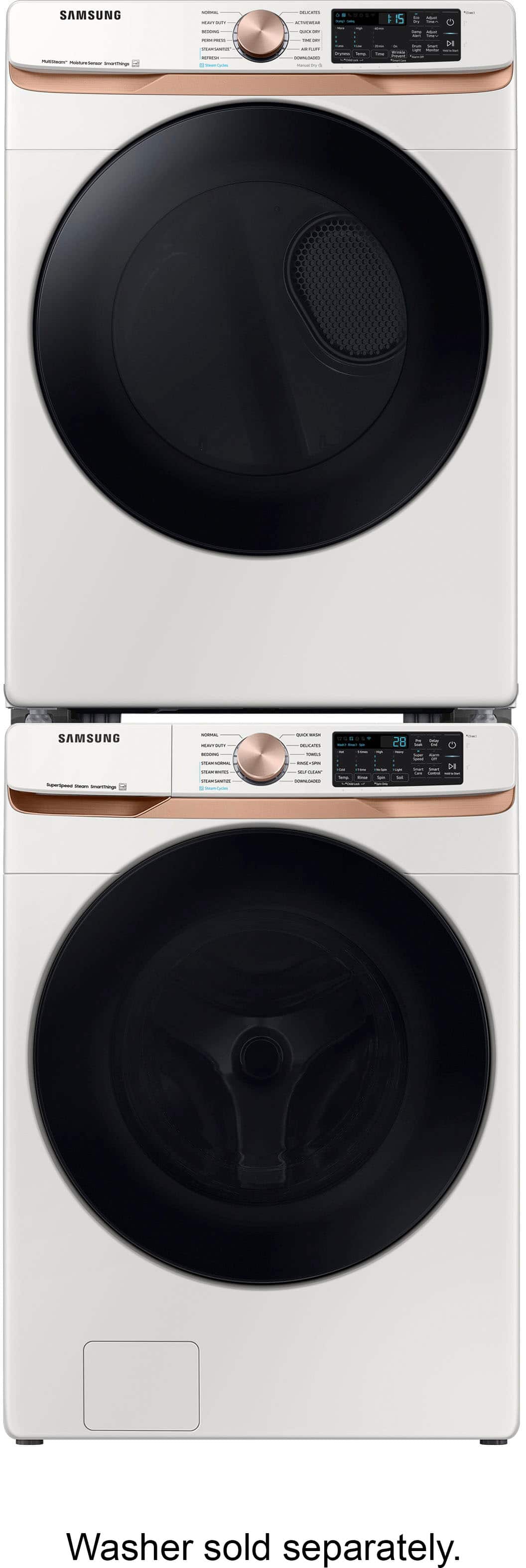 Alt View 19. Samsung - 7.5 Cu. Ft. Stackable Smart Gas Dryer with Steam and Sensor Dry - Ivory.
