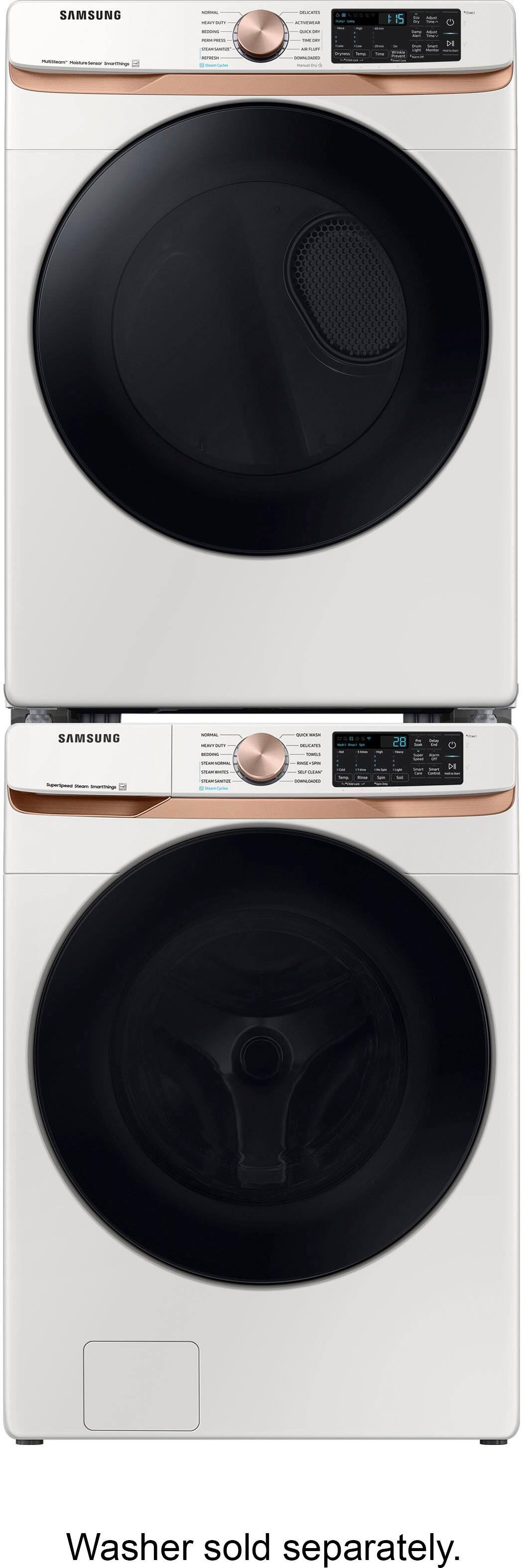 Alt View 19. Samsung - 7.5 Cu. Ft. Stackable Smart Gas Dryer with Steam and Sensor Dry - Ivory.