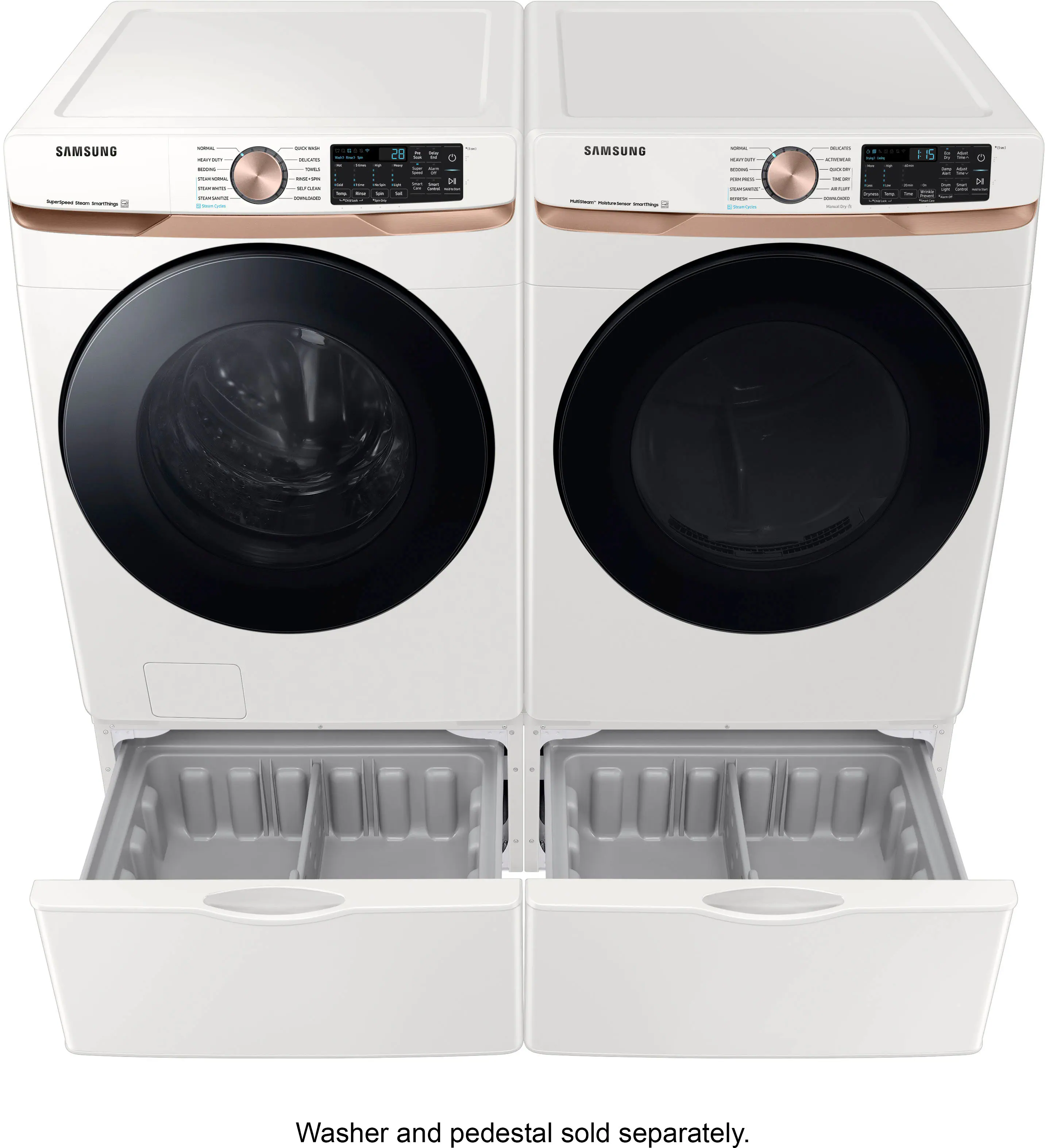 Alt View 20. Samsung - 7.5 Cu. Ft. Stackable Smart Gas Dryer with Steam and Sensor Dry - Ivory.