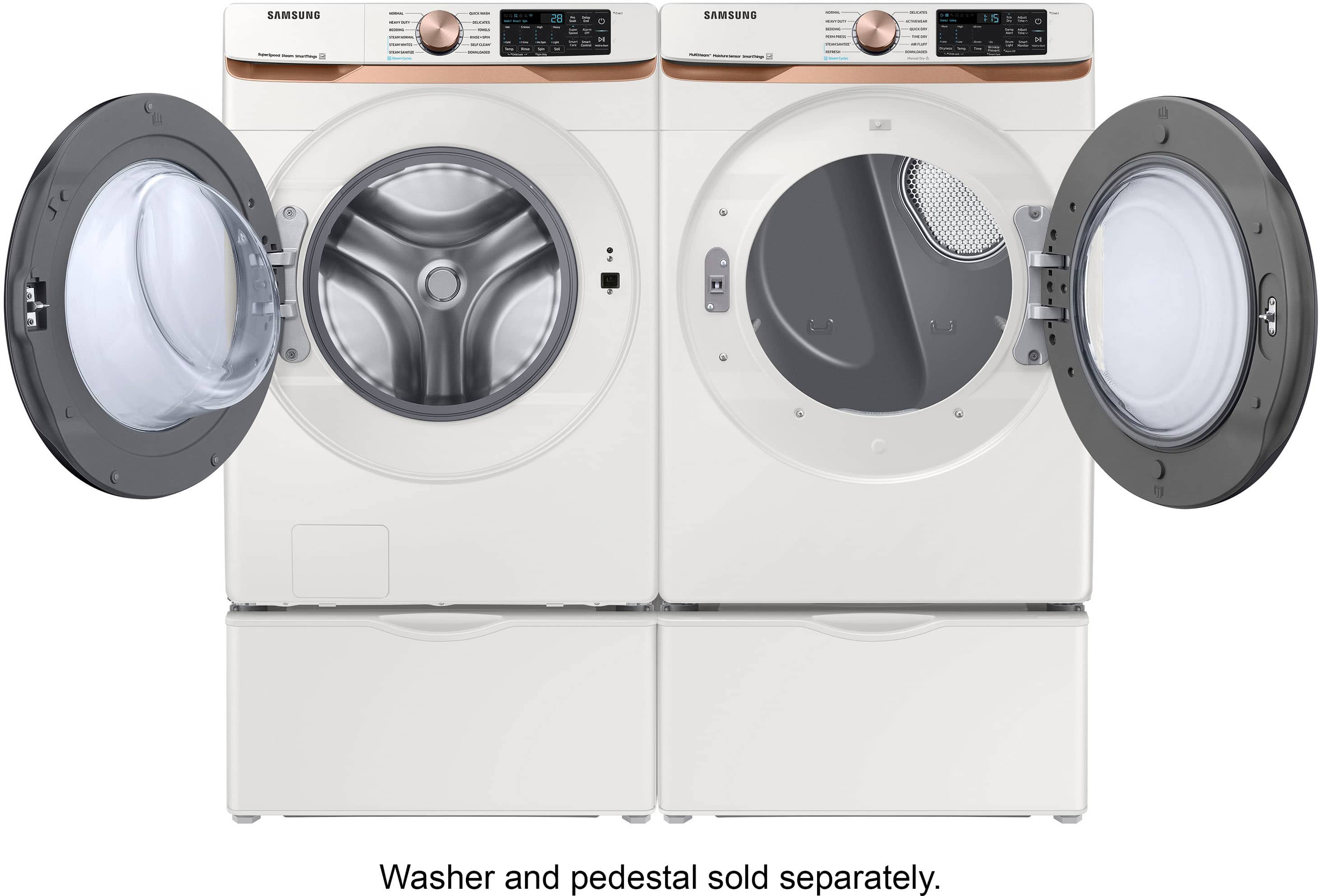 Alt View 22. Samsung - 7.5 Cu. Ft. Stackable Smart Gas Dryer with Steam and Sensor Dry - Ivory.