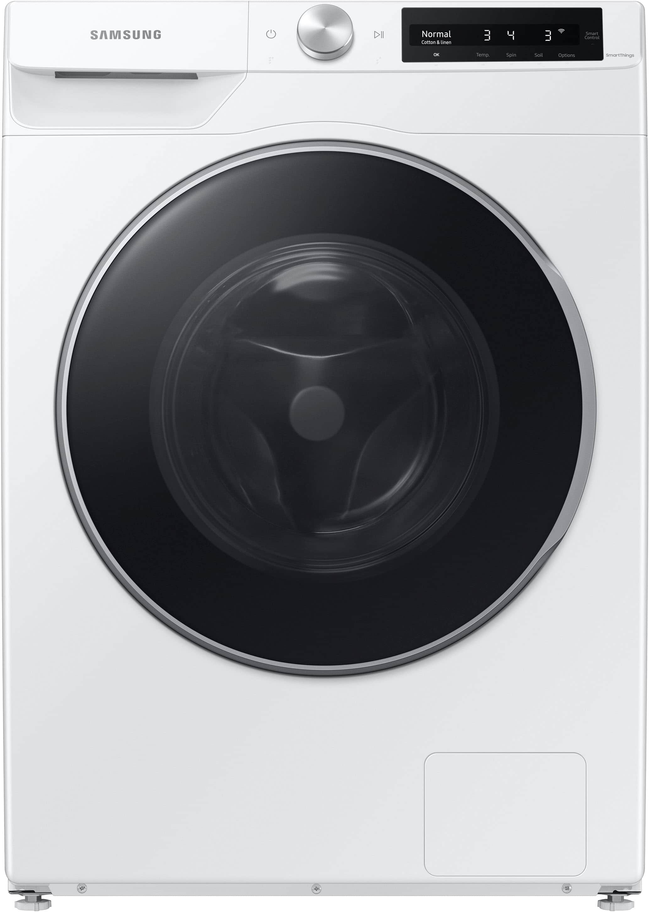 Front. Samsung - 2.5 Cu. Ft. High-Efficiency Stackable Smart Front Load Washer with Steam and AI Smart Dial - White.