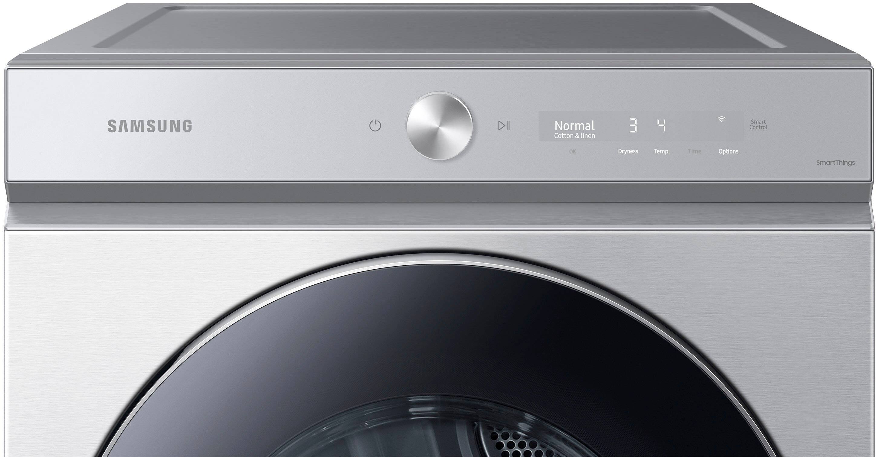 Alt View 11. Samsung - BESPOKE 7.6 Cu. Ft. Stackable Smart Electric Dryer with Steam and AI Optimal Dry - Silver Steel.