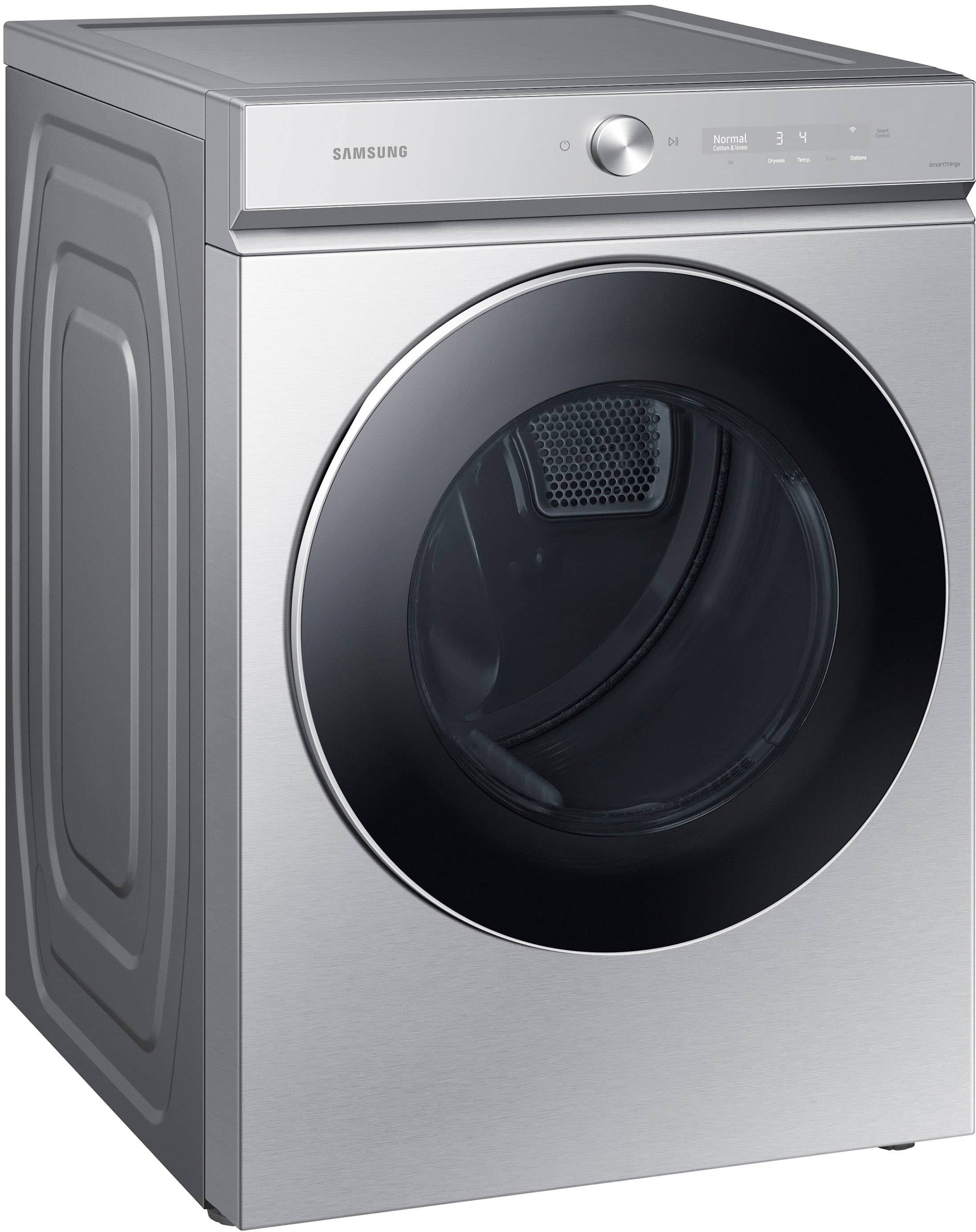 Alt View 12. Samsung - BESPOKE 7.6 Cu. Ft. Stackable Smart Electric Dryer with Steam and AI Optimal Dry - Silver Steel.
