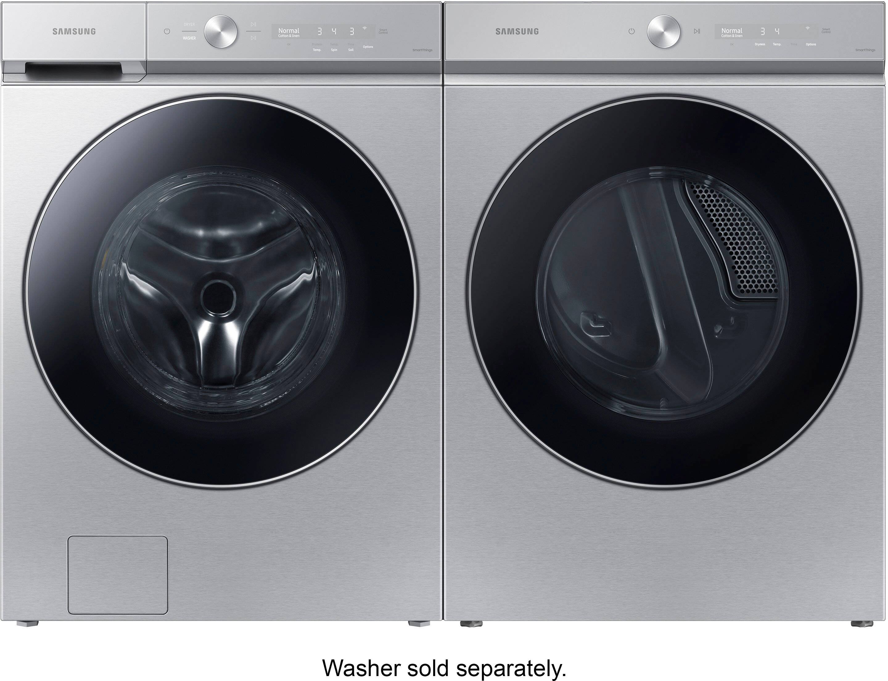 Alt View 14. Samsung - BESPOKE 7.6 Cu. Ft. Stackable Smart Electric Dryer with Steam and AI Optimal Dry - Silver Steel.