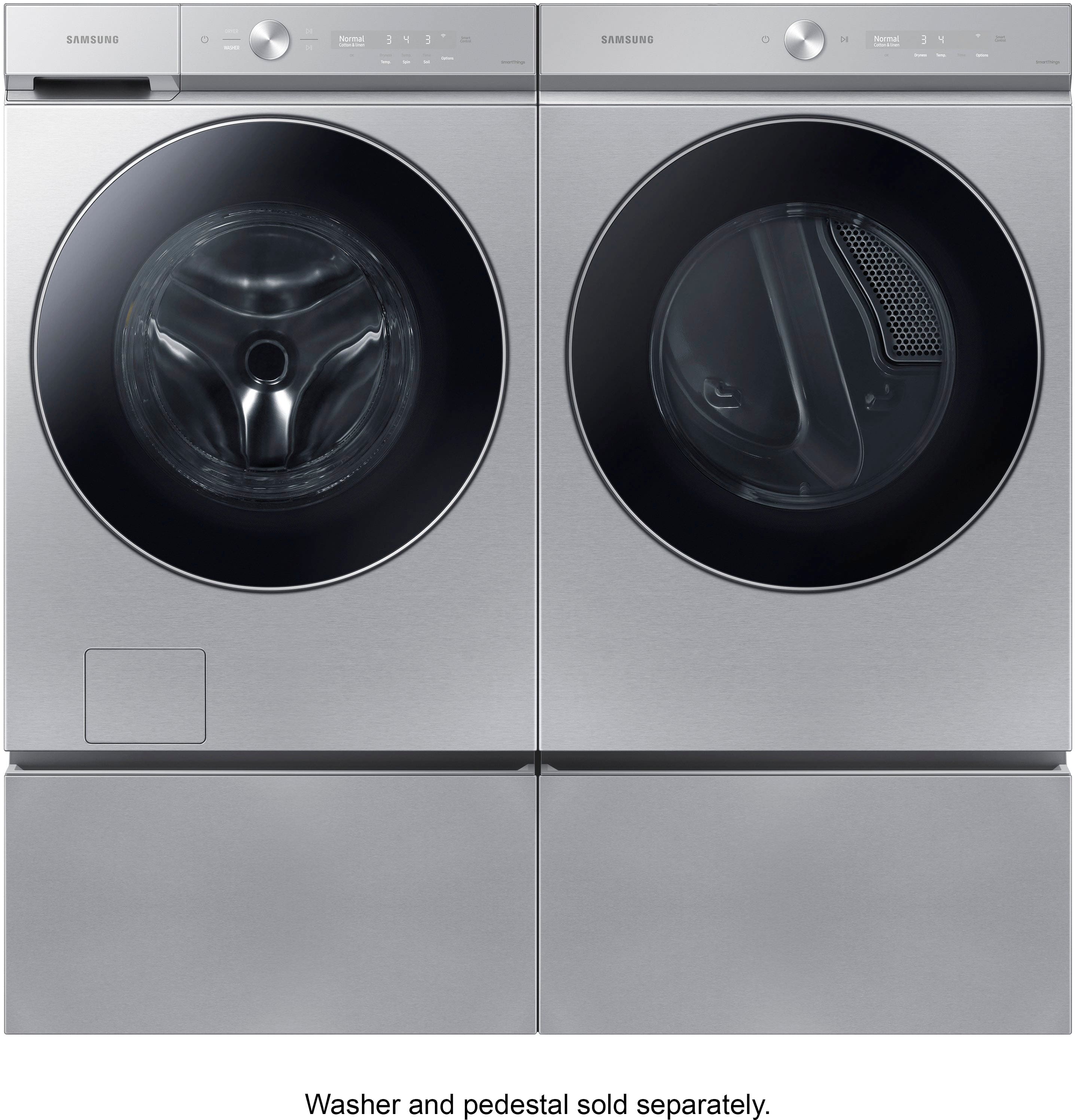 Alt View 15. Samsung - BESPOKE 7.6 Cu. Ft. Stackable Smart Electric Dryer with Steam and AI Optimal Dry - Silver Steel.