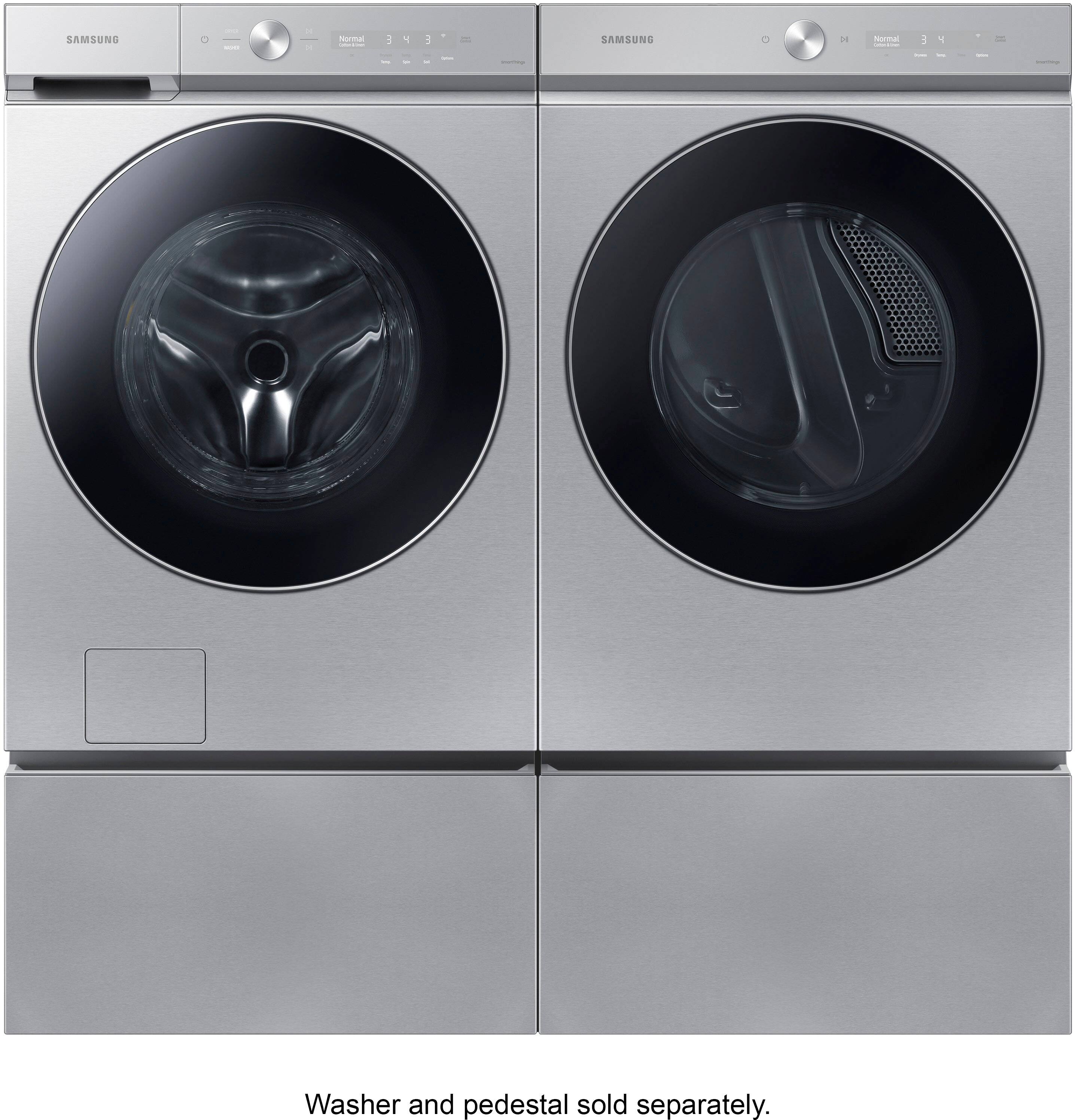 Alt View 15. Samsung - BESPOKE 7.6 Cu. Ft. Stackable Smart Electric Dryer with Steam and AI Optimal Dry - Silver Steel.