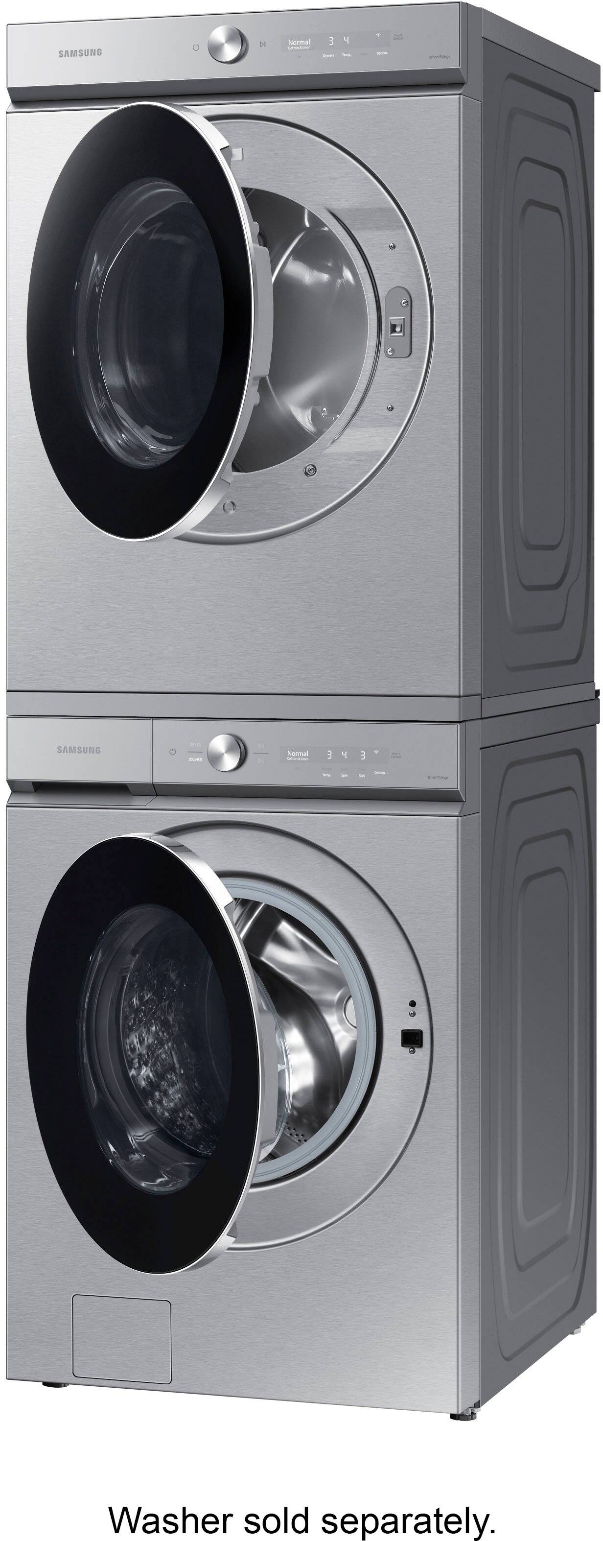 Alt View 17. Samsung - BESPOKE 7.6 Cu. Ft. Stackable Smart Electric Dryer with Steam and AI Optimal Dry - Silver Steel.
