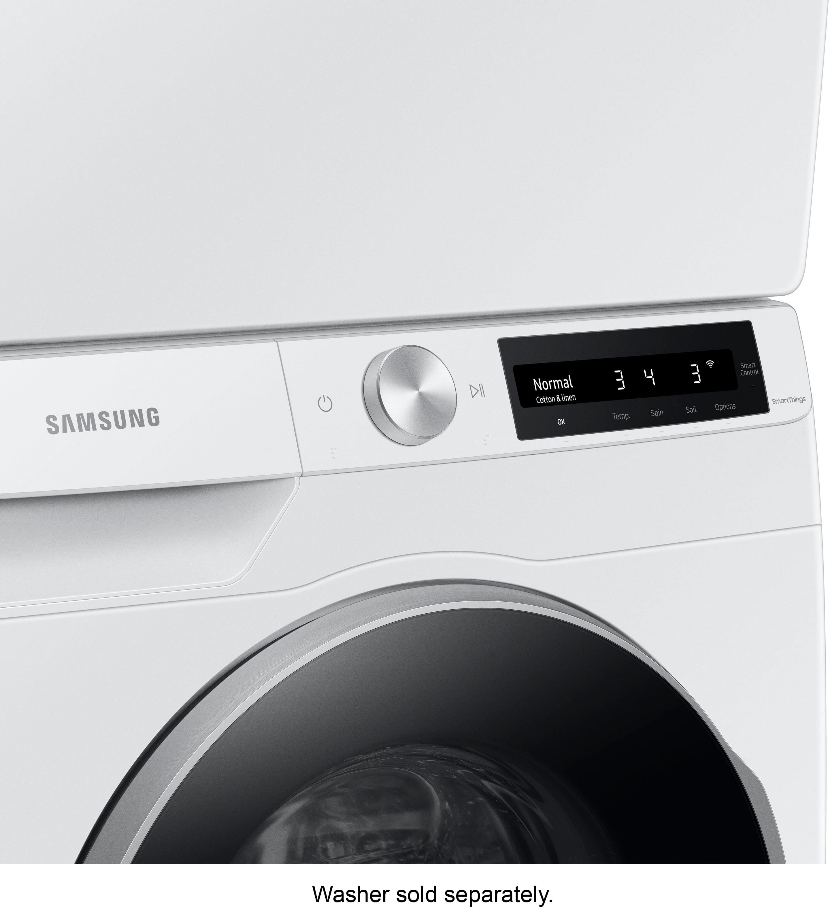 Alt View 18. Samsung - 4.0 Cu. Ft. Stackable Smart Electric Dryer with AI Smart Dial - White.