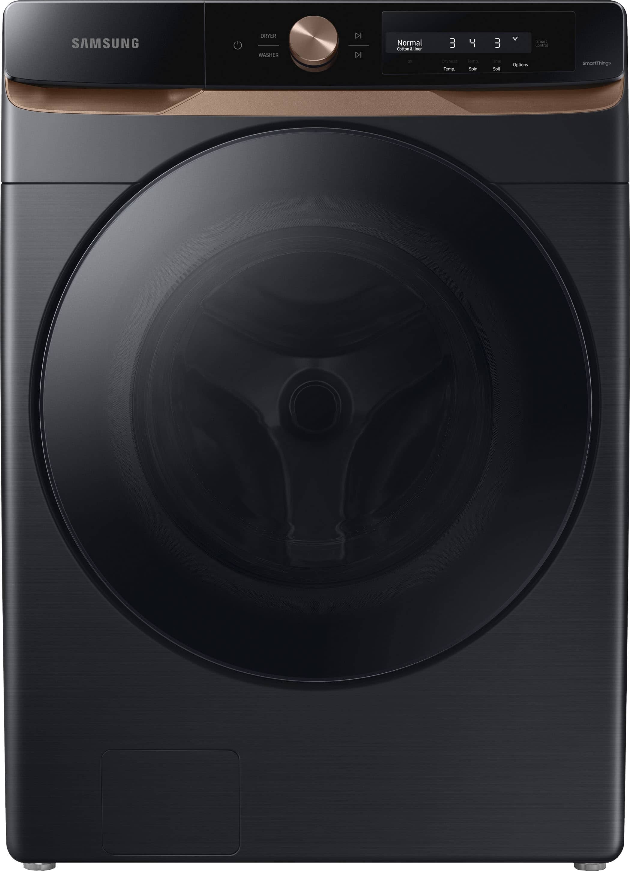 Samsung - 4.6 cu. ft. Large Capacity AI Smart Dial Front Load Washer with Auto Dispense - Brushed Black - Front_Zoom